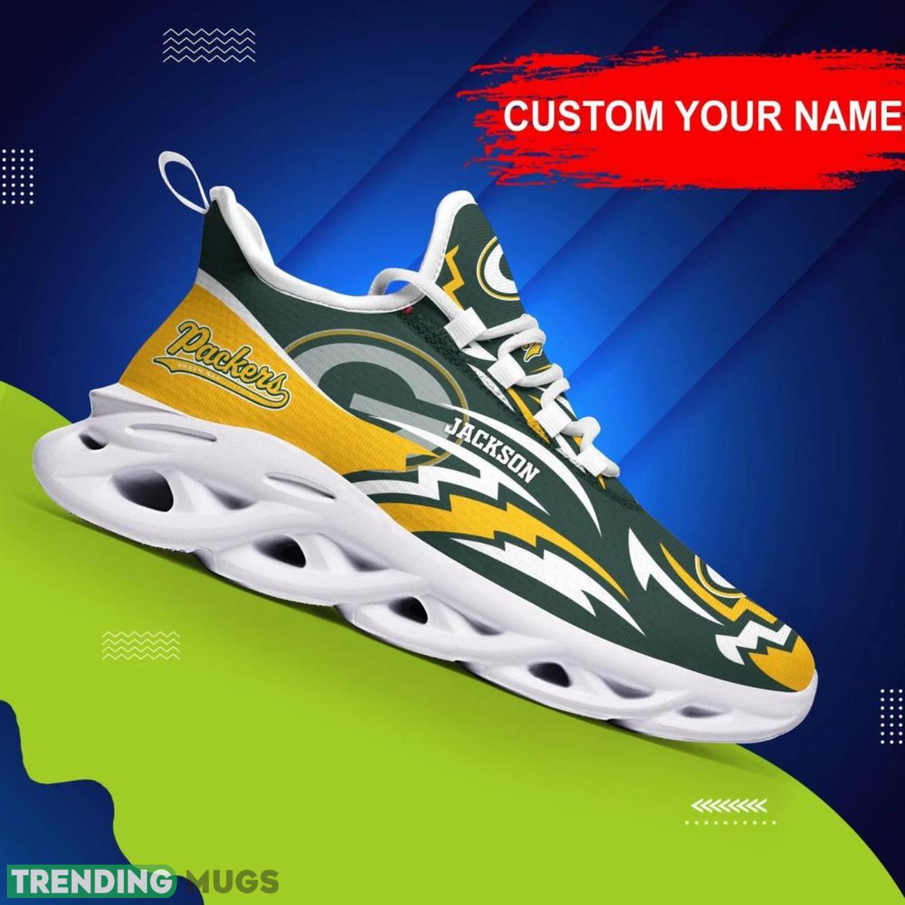 Green Bay Packers NFL Logo Sport Team Max Soul Shoes Sneakers Clunky Shoes Custom Name Personalized Gifts Max Soul Green Bay Packers NFL Logo Sport Team Max Soul Shoes Sneakers Clunky Shoes Custom Name Personalized Gifts Max Soul
