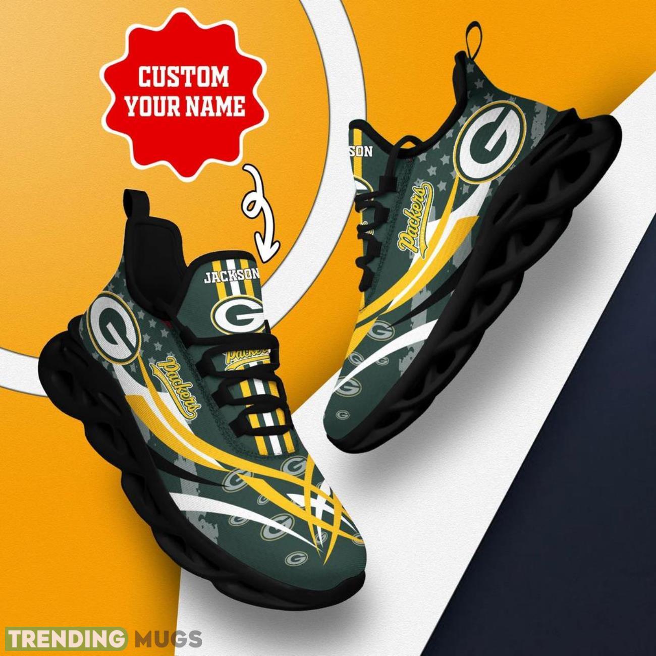 Green Bay Packers NFL Sneakers Max Soul Shoes Custom Name Personalized Gifts Max Soul Green Bay Packers NFL Sneakers Max Soul Shoes Custom Name Personalized Gifts Max Soul