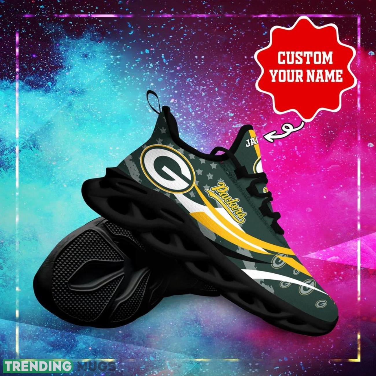 Green Bay Packers NFL Sneakers Max Soul Shoes Custom Name Personalized Gifts Max Soul Green Bay Packers NFL Sneakers Max Soul Shoes Custom Name Personalized Gifts Max Soul