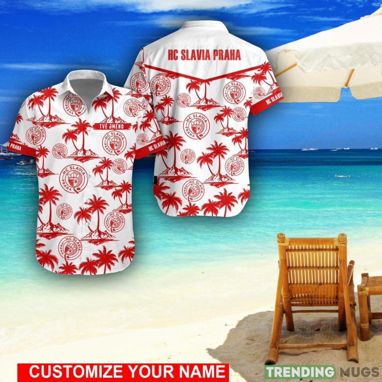 HC Slavia Praha Custom Name 3D Hawaii Shirt Coconut Pattern Beach Shirt Product Photo 1 HC Slavia Praha Custom Name 3D Hawaii Shirt Coconut Pattern Beach Shirt Product Photo 1