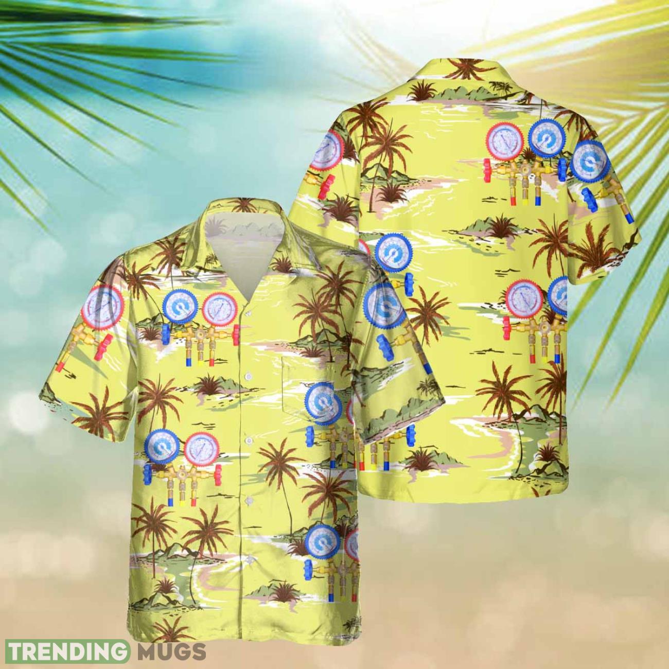 HVAC Tech Yellow Hawaiian Shirt Gift Ideas For Summer Product Photo 1