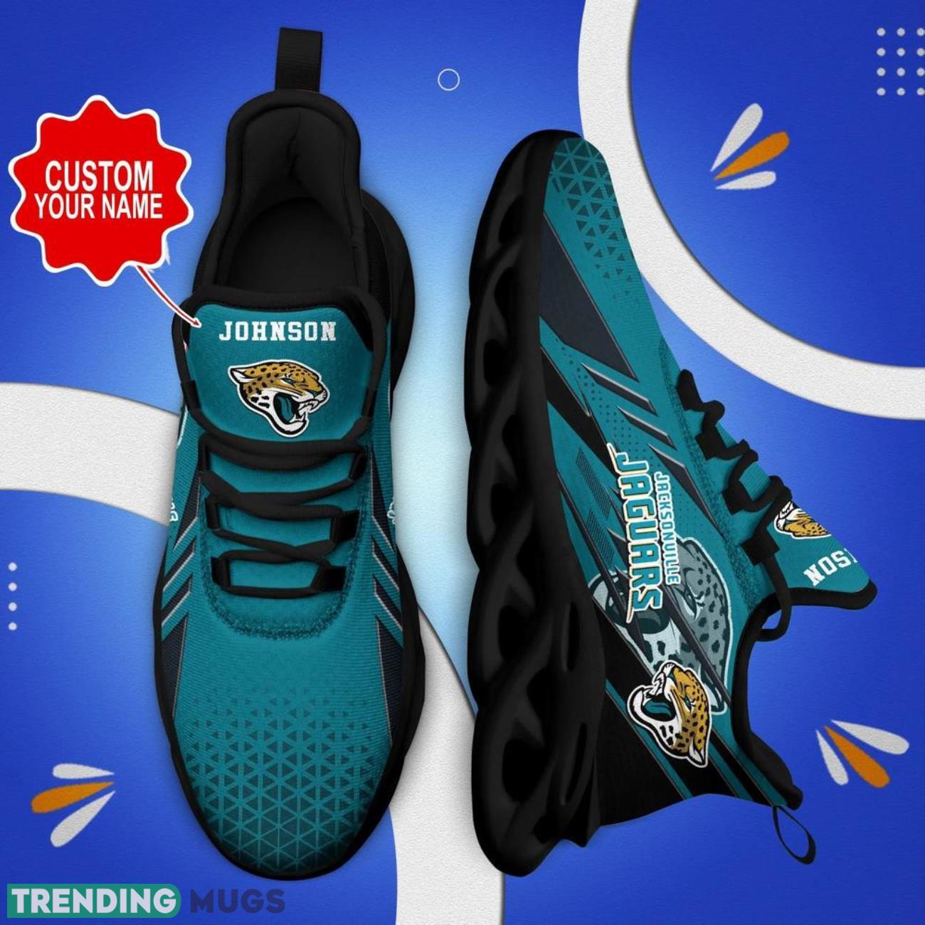 Jacksonville Jaguars NFL Max Soul Shoes Custom Name Sneakers Hot Trending Personalized Name Sneakers Product Photo 1 Jacksonville Jaguars NFL Max Soul Shoes Custom Name Sneakers Hot Trending Personalized Name Sneakers Product Photo 1