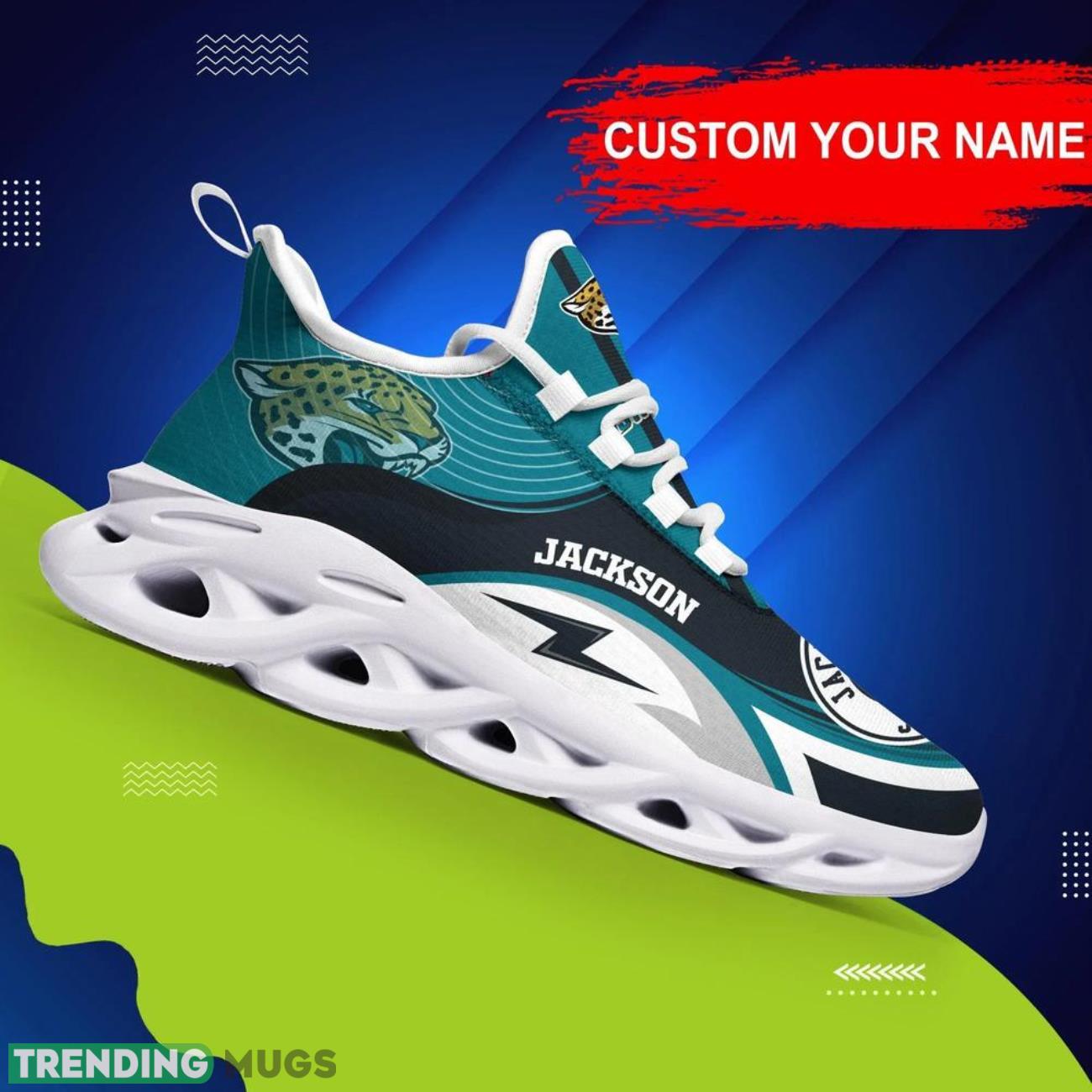 Jacksonville Jaguars NFL Max Soul Shoes Custom Name Sneakers Hot Trending Running Sneakers Product Photo 1 Jacksonville Jaguars NFL Max Soul Shoes Custom Name Sneakers Hot Trending Running Sneakers Product Photo 1