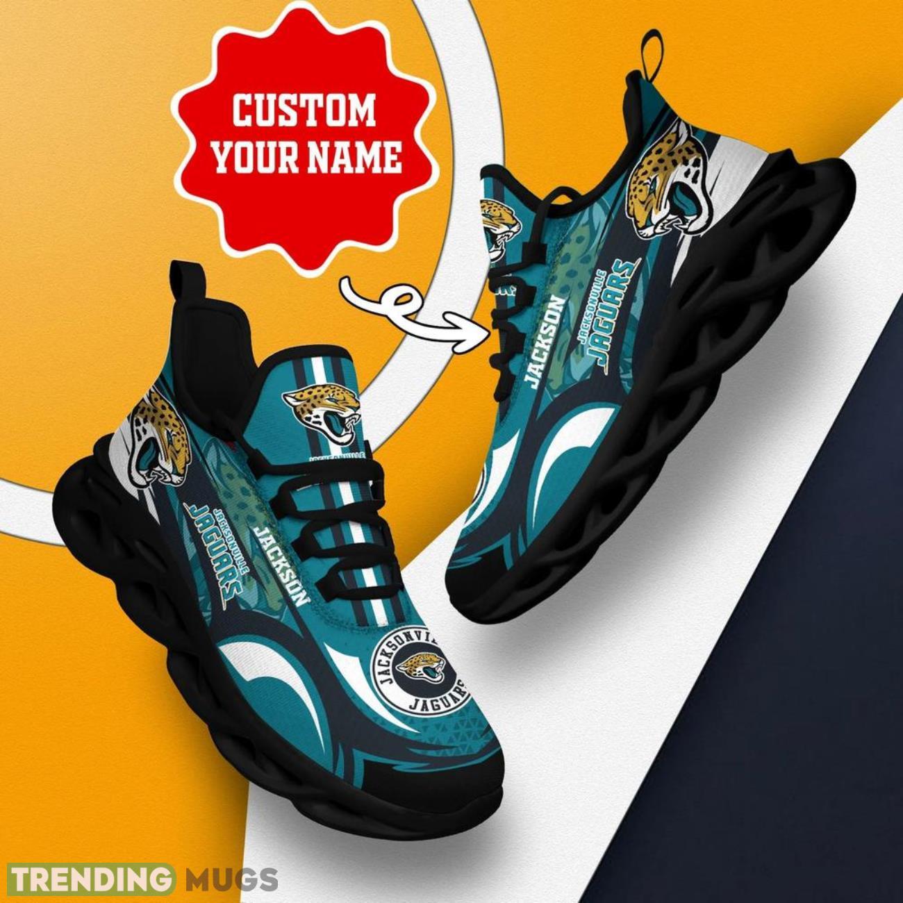 Jacksonville Jaguars NFL Max Soul Shoes Personalized Name Gifts Trending Running Shoes Max Soul Jacksonville Jaguars NFL Max Soul Shoes Personalized Name Gifts Trending Running Shoes Max Soul
