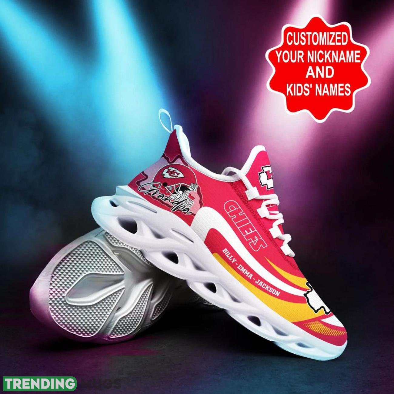 Kansas City Chiefs NFL Max Soul Shoes Personalized Name Gifts Trending Running Shoes Max Soul Kansas City Chiefs NFL Max Soul Shoes Personalized Name Gifts Trending Running Shoes Max Soul