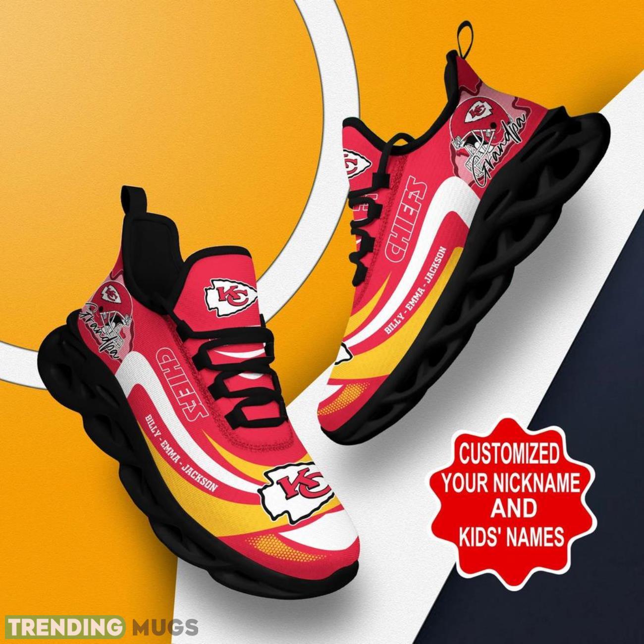 Kansas City Chiefs NFL Max Soul Shoes Personalized Name Gifts Trending Running Shoes Product Photo 1 Kansas City Chiefs NFL Max Soul Shoes Personalized Name Gifts Trending Running Shoes Product Photo 1