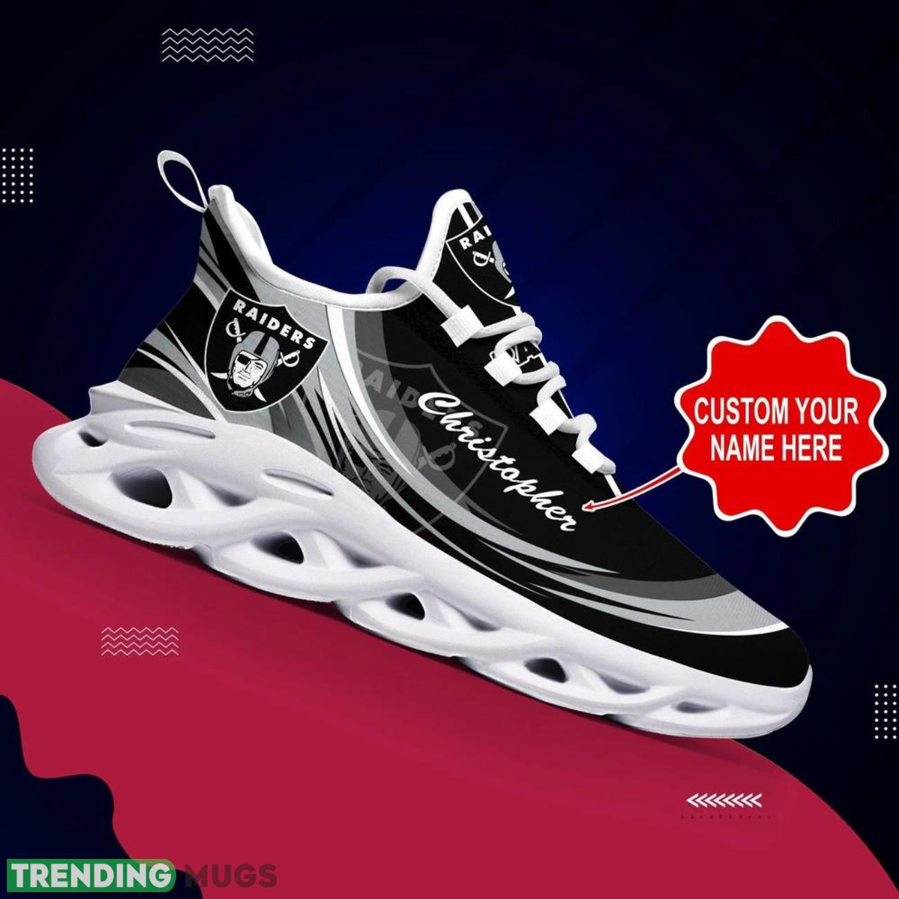 Las Vegas Raiders NFL Max Soul Shoes Custom Name Sneakers Hot Trending Running Sneakers Product Photo 1 Las Vegas Raiders NFL Max Soul Shoes Custom Name Sneakers Hot Trending Running Sneakers Product Photo 1