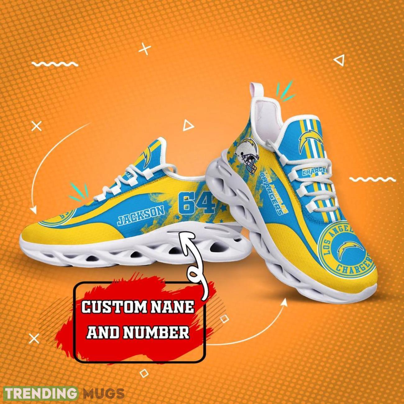 Los Angeles Chargers NFL Logo Sport Team Max Soul Shoes Personalized Name Gifts Big Fans Sport Shoes Max Soul Los Angeles Chargers NFL Logo Sport Team Max Soul Shoes Personalized Name Gifts Big Fans Sport Shoes Max Soul