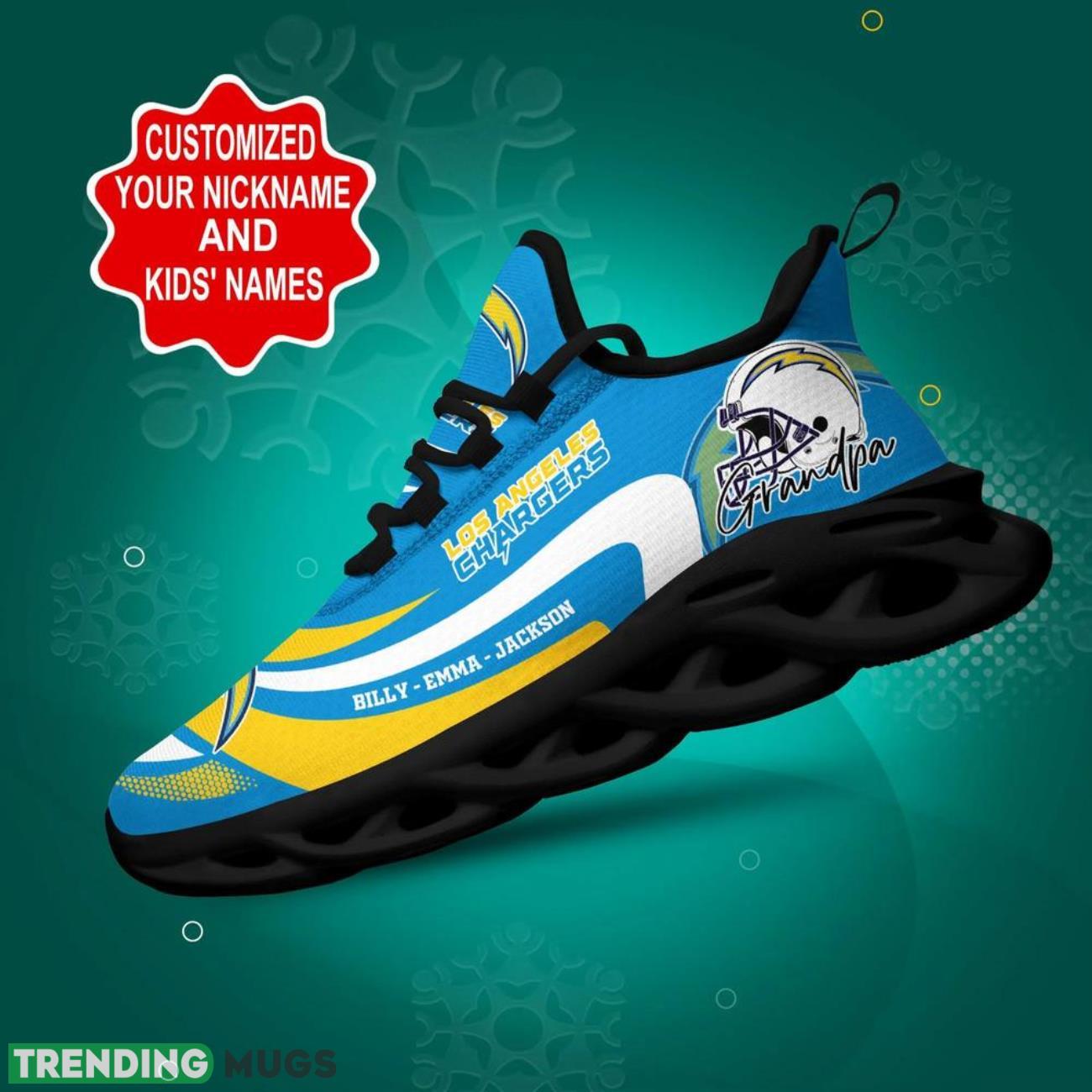 Los Angeles Chargers NFL Max Soul Shoes Custom Name Walking Shoes Hot Trending Personalized Gifts Max Soul Los Angeles Chargers NFL Max Soul Shoes Custom Name Walking Shoes Hot Trending Personalized Gifts Max Soul