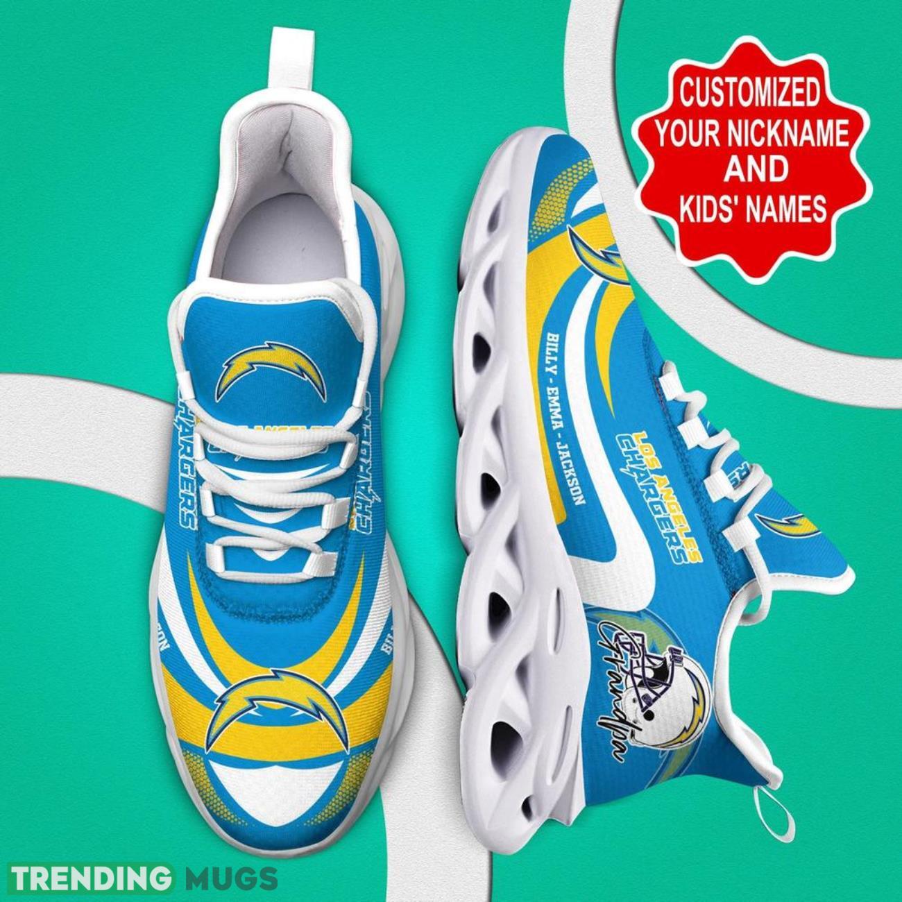 Los Angeles Chargers NFL Max Soul Shoes Custom Name Walking Shoes Hot Trending Personalized Gifts Max Soul Los Angeles Chargers NFL Max Soul Shoes Custom Name Walking Shoes Hot Trending Personalized Gifts Max Soul