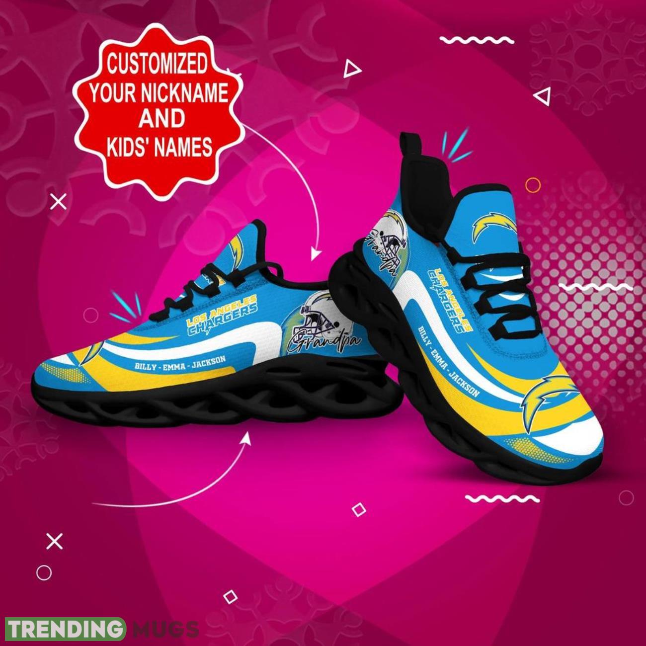 Los Angeles Chargers NFL Max Soul Shoes Custom Name Walking Shoes Hot Trending Personalized Gifts Max Soul Los Angeles Chargers NFL Max Soul Shoes Custom Name Walking Shoes Hot Trending Personalized Gifts Max Soul
