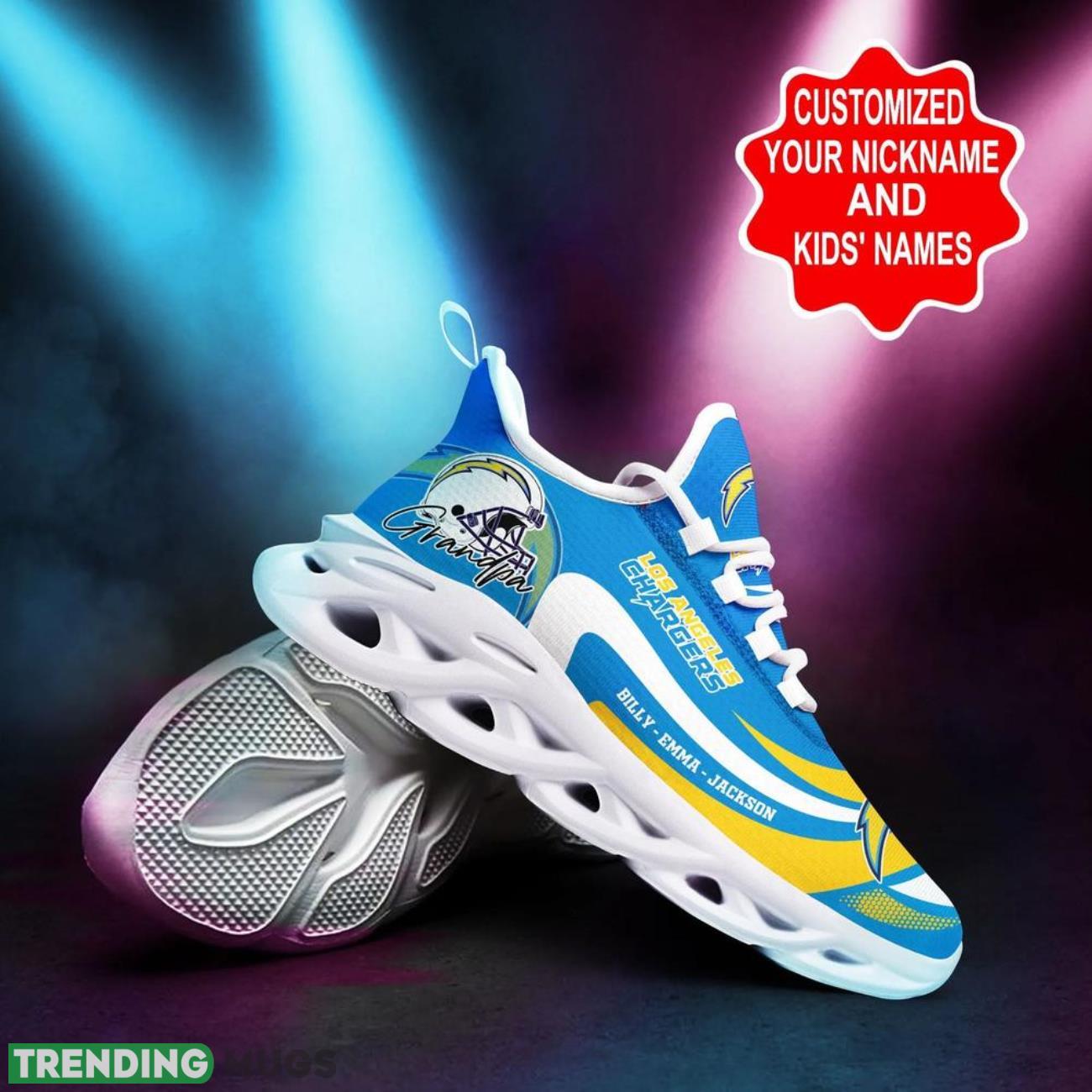 Los Angeles Chargers NFL Max Soul Shoes Custom Name Walking Shoes Hot Trending Personalized Gifts Max Soul Los Angeles Chargers NFL Max Soul Shoes Custom Name Walking Shoes Hot Trending Personalized Gifts Max Soul