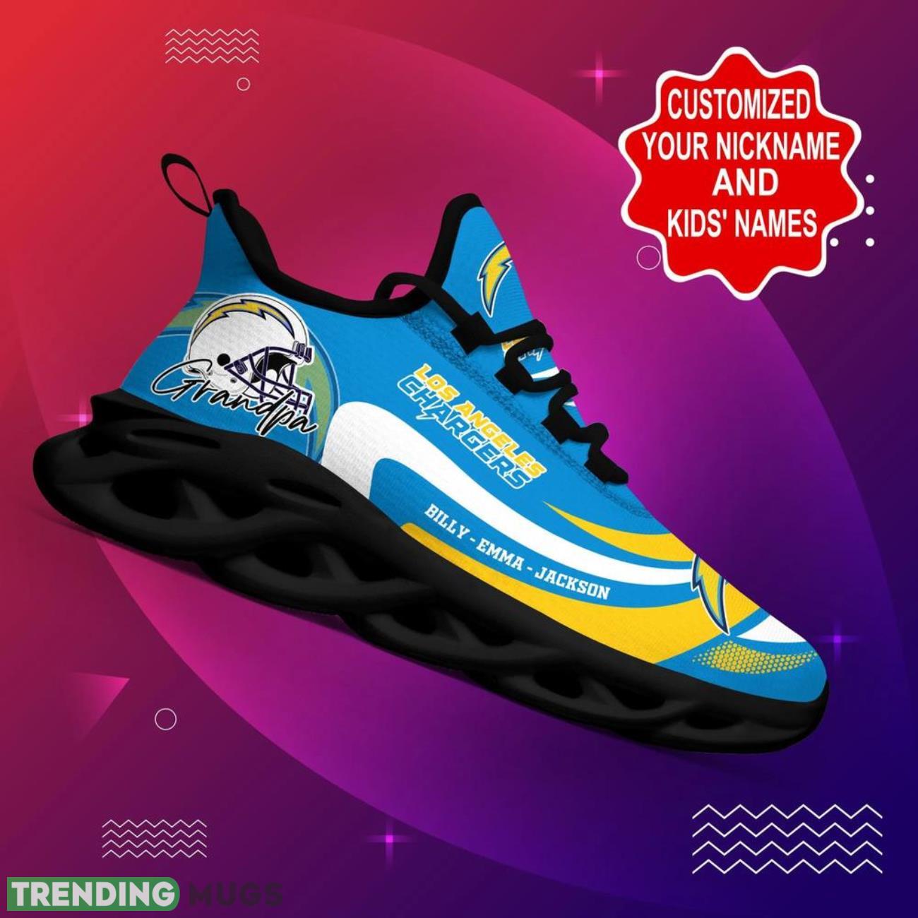Los Angeles Chargers NFL Max Soul Shoes Custom Name Walking Shoes Hot Trending Personalized Gifts Max Soul Los Angeles Chargers NFL Max Soul Shoes Custom Name Walking Shoes Hot Trending Personalized Gifts Max Soul