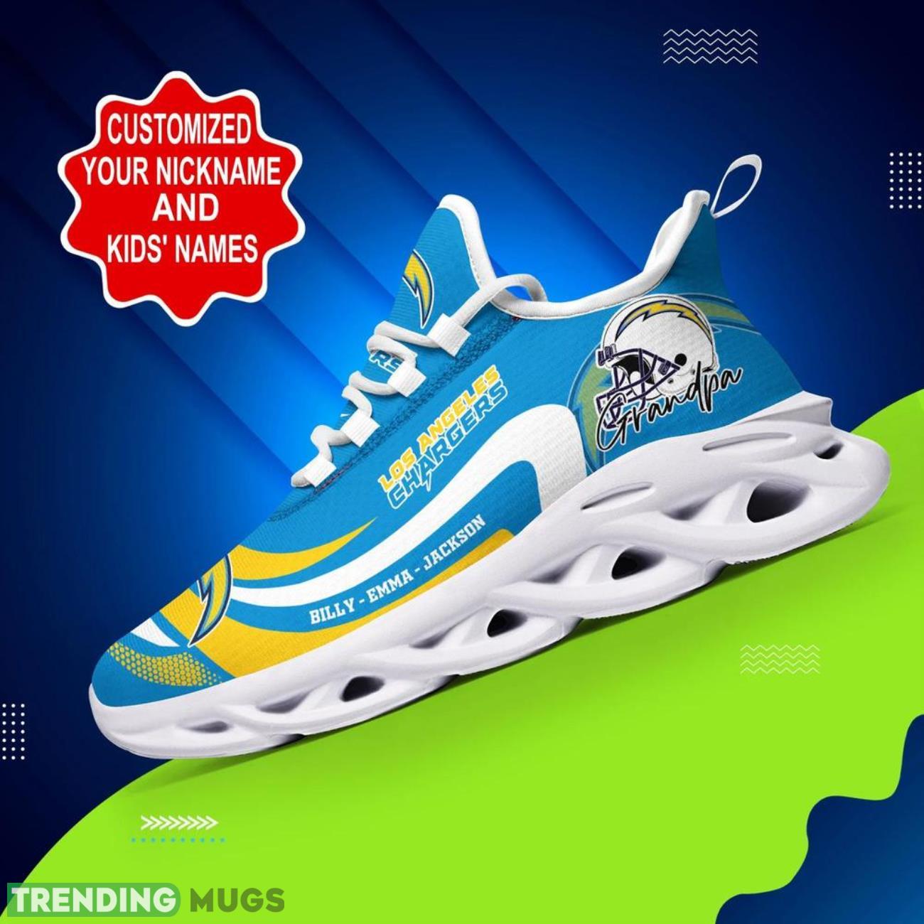 Los Angeles Chargers NFL Max Soul Shoes Custom Name Walking Shoes Hot Trending Personalized Gifts Max Soul Los Angeles Chargers NFL Max Soul Shoes Custom Name Walking Shoes Hot Trending Personalized Gifts Max Soul