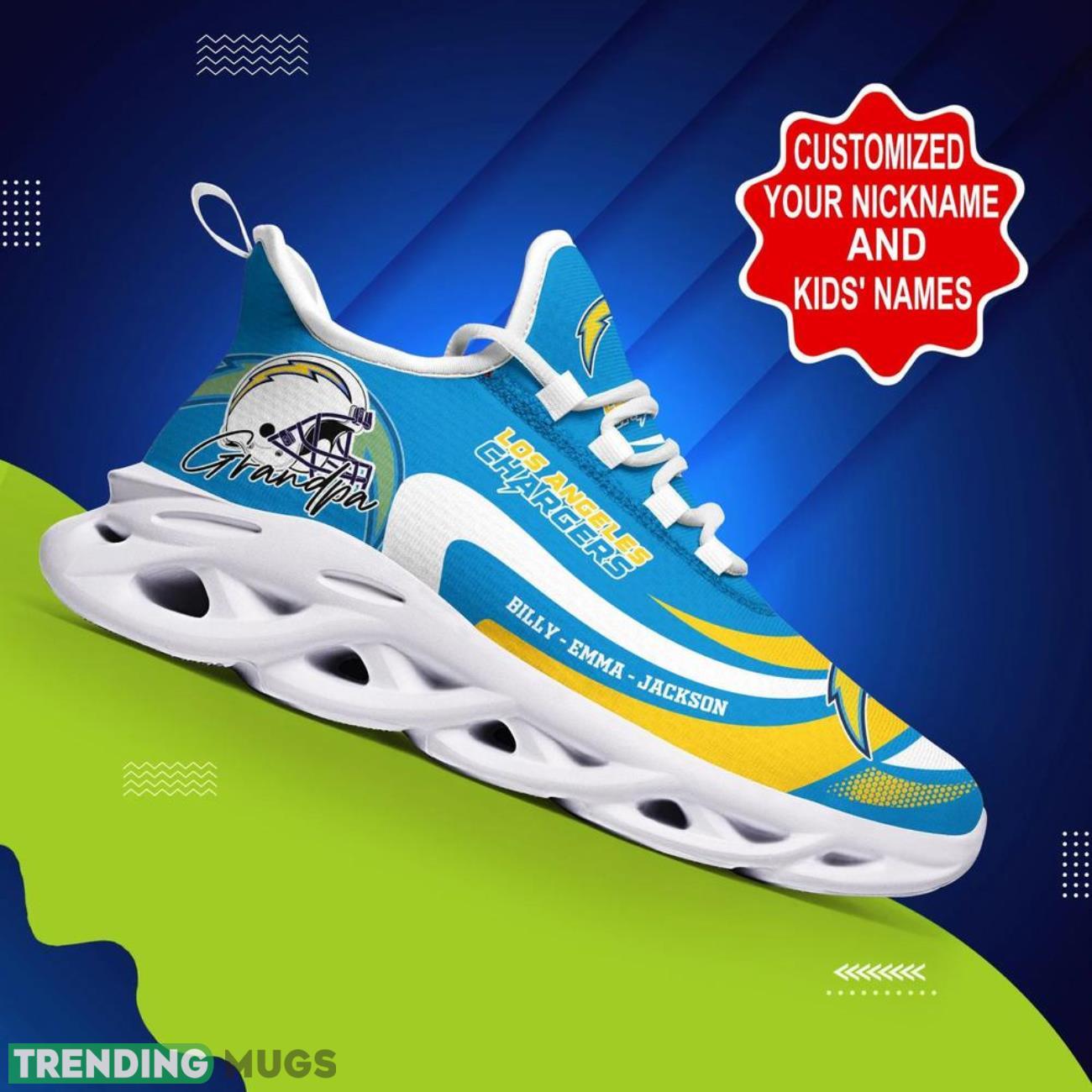 Los Angeles Chargers NFL Max Soul Shoes Custom Name Walking Shoes Hot Trending Personalized Gifts Max Soul Los Angeles Chargers NFL Max Soul Shoes Custom Name Walking Shoes Hot Trending Personalized Gifts Max Soul