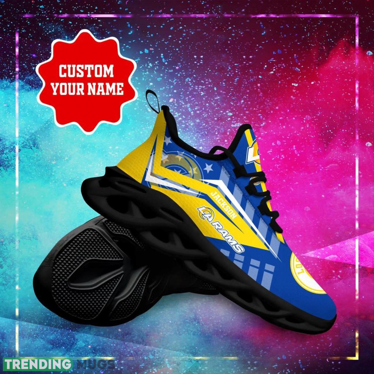 Los Angeles Rams NFL Max Soul Shoes Custom Name Sneakers Hot Trending Running Sneakers Max Soul Los Angeles Rams NFL Max Soul Shoes Custom Name Sneakers Hot Trending Running Sneakers Max Soul