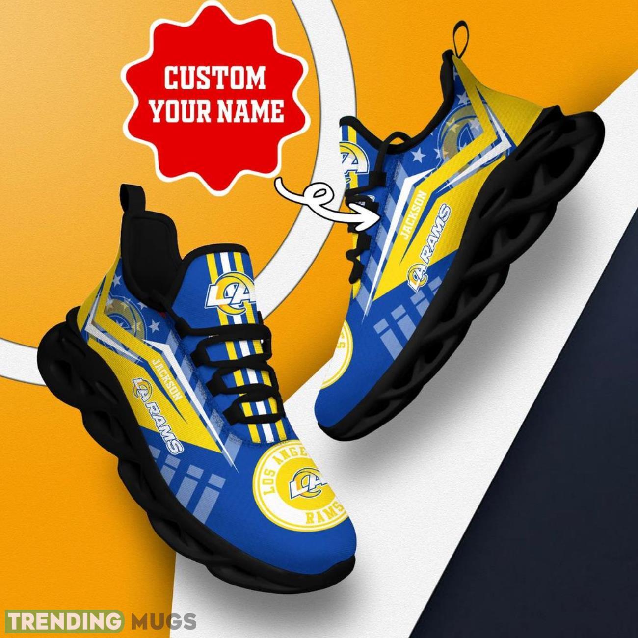 Los Angeles Rams NFL Max Soul Shoes Custom Name Sneakers Hot Trending Running Sneakers Max Soul Los Angeles Rams NFL Max Soul Shoes Custom Name Sneakers Hot Trending Running Sneakers Max Soul