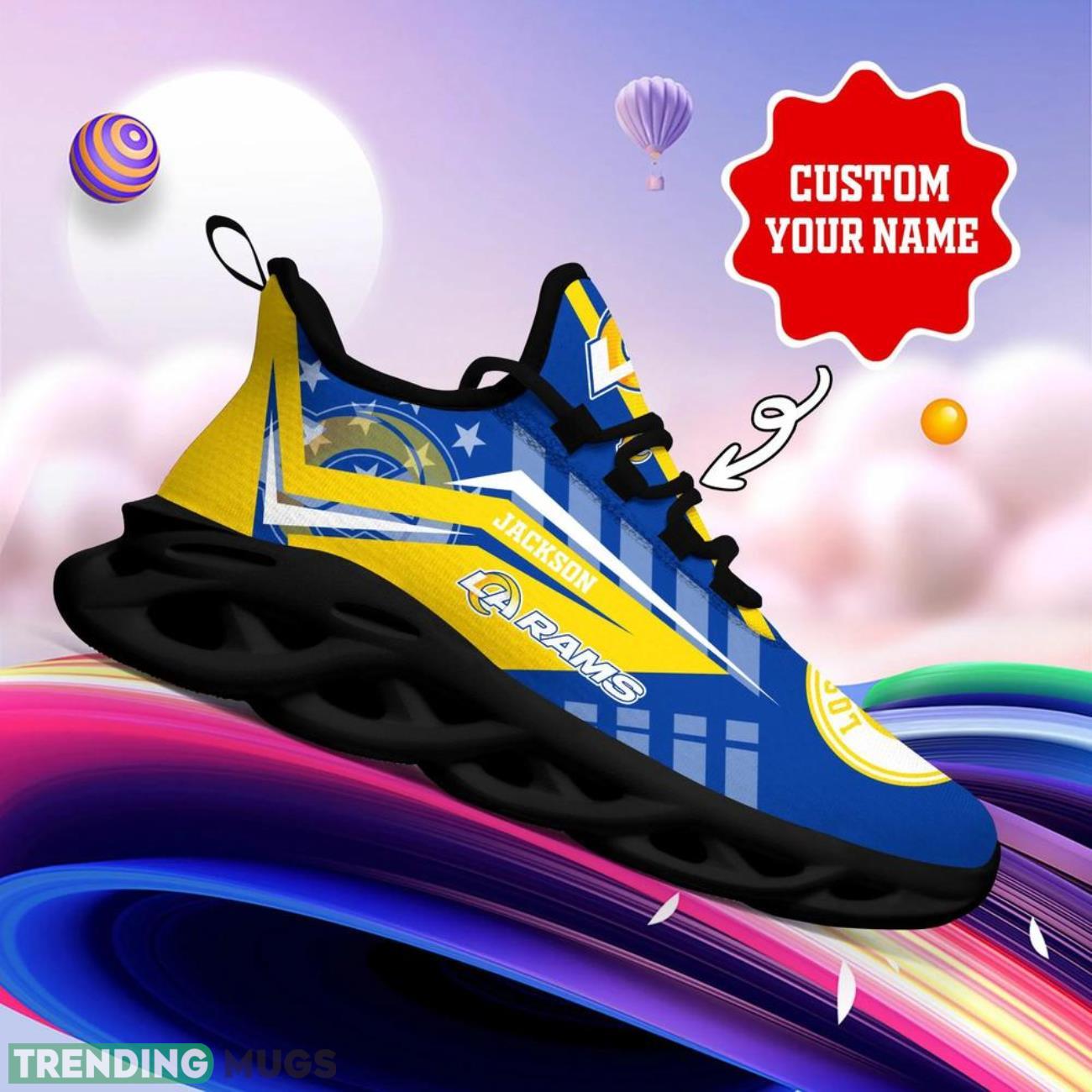 Los Angeles Rams NFL Max Soul Shoes Custom Name Sneakers Hot Trending Running Sneakers Max Soul Los Angeles Rams NFL Max Soul Shoes Custom Name Sneakers Hot Trending Running Sneakers Max Soul
