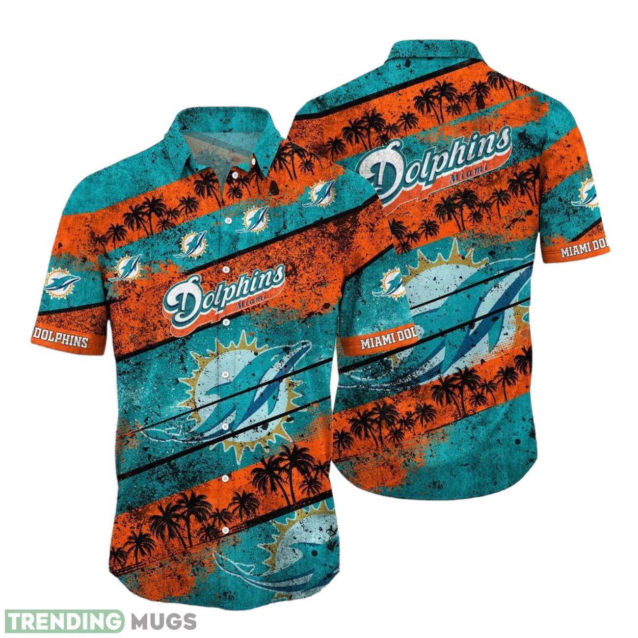 Miami Dolphins NFL Hawaiian Shirt 3D Printed Graphic Tropical Pattern Short Sleeve Summer For Fans Product Photo 1 Miami Dolphins NFL Hawaiian Shirt 3D Printed Graphic Tropical Pattern Short Sleeve Summer For Fans Product Photo 1