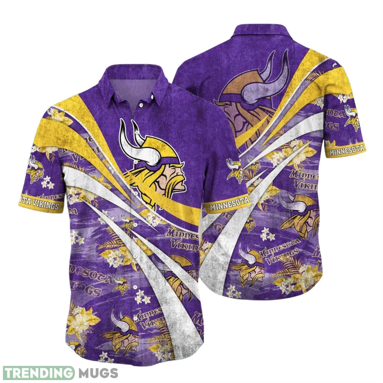 Minnesota Vikings NFL Summer Hawaiian Shirt Floral Pattern Football NFL Enthusiast Product Photo 1 Minnesota Vikings NFL Summer Hawaiian Shirt Floral Pattern Football NFL Enthusiast Product Photo 1