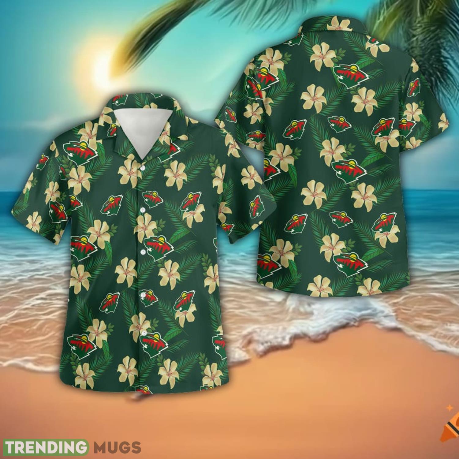 Minnesota Wild Floral 3D Button Hawaiian Shirt Men And Women Aloha Summer Beach Gift Product Photo 1 Minnesota Wild Floral 3D Button Hawaiian Shirt Men And Women Aloha Summer Beach Gift Product Photo 1