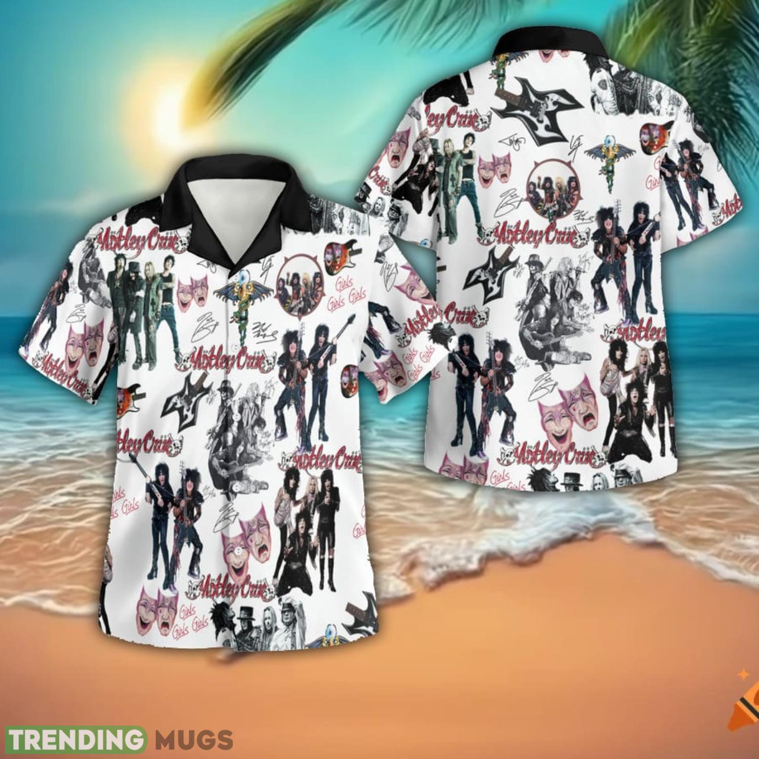 Motley Crue Band White Beach Wear 3D Button Hawaiian Shirt Men And Women Aloha Summer Beach Gift Product Photo 1 Motley Crue Band White Beach Wear 3D Button Hawaiian Shirt Men And Women Aloha Summer Beach Gift Product Photo 1
