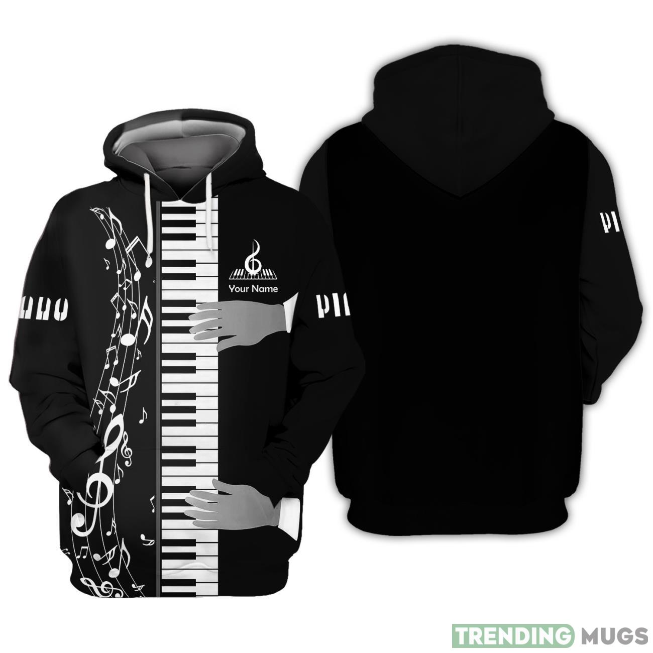 Music Note Piano Keys Custom Name All Over Printed 3D Hoodie Gift For Piano Lovers Product Photo 1