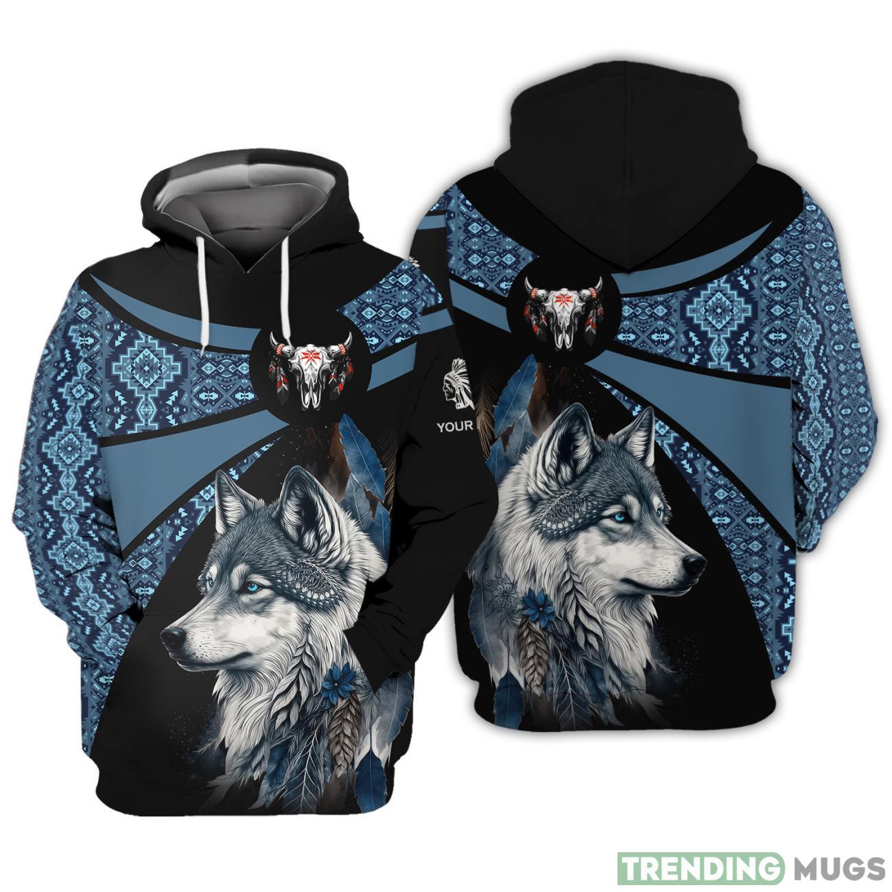 Native American Wolf Custom Name Hoodie Native Pride Personalized Shirts Product Photo 1