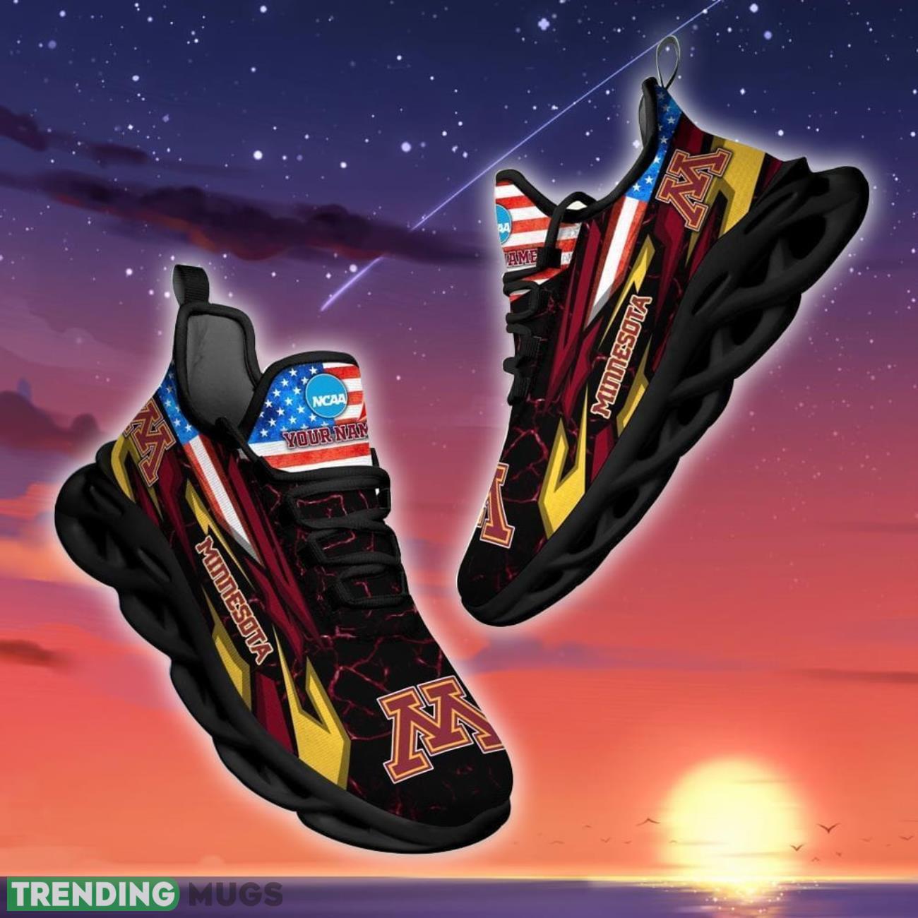 NCAA Minnesota Golden Gophers Logo And Flag Custom Name Max Soul Shoes Gift For Fan Product Photo 1