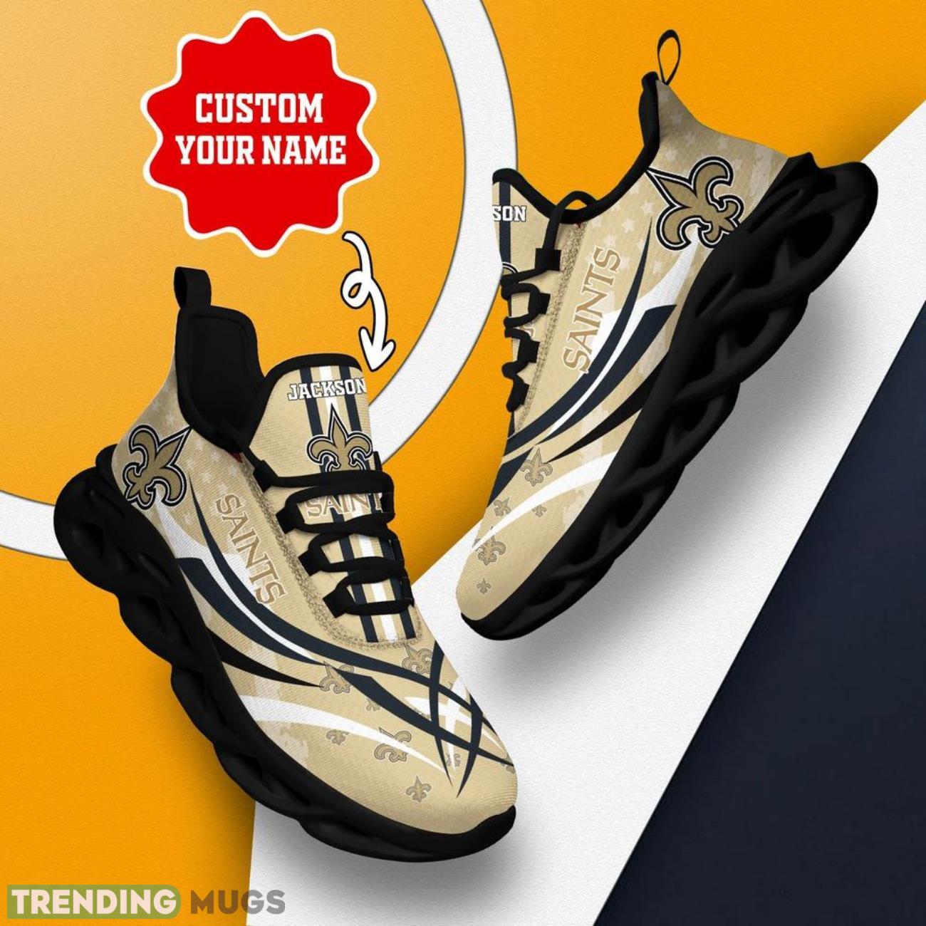 New Orleans Saints NFL Max Soul Shoes Custom Name Sneakers Hot Trending Personalized Gifts For NFL Big Fans Max Soul New Orleans Saints NFL Max Soul Shoes Custom Name Sneakers Hot Trending Personalized Gifts For NFL Big Fans Max Soul