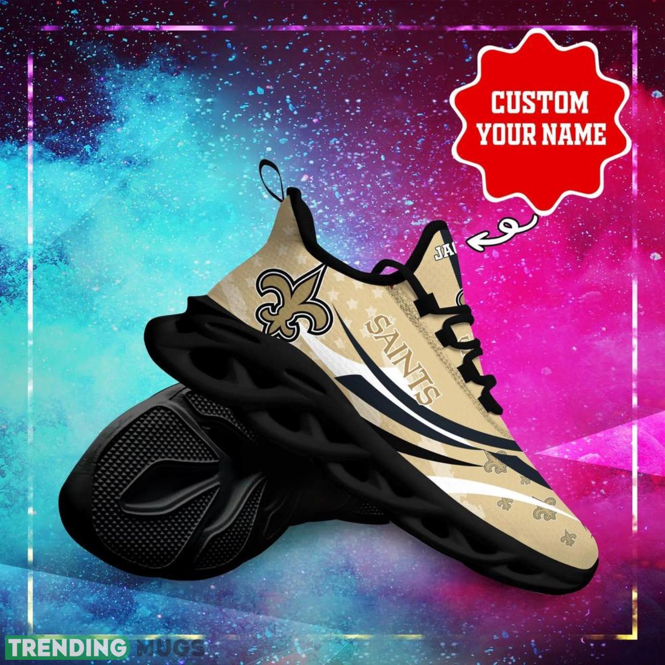 New Orleans Saints NFL Max Soul Shoes Custom Name Sneakers Hot Trending Personalized Gifts For NFL Big Fans Max Soul New Orleans Saints NFL Max Soul Shoes Custom Name Sneakers Hot Trending Personalized Gifts For NFL Big Fans Max Soul