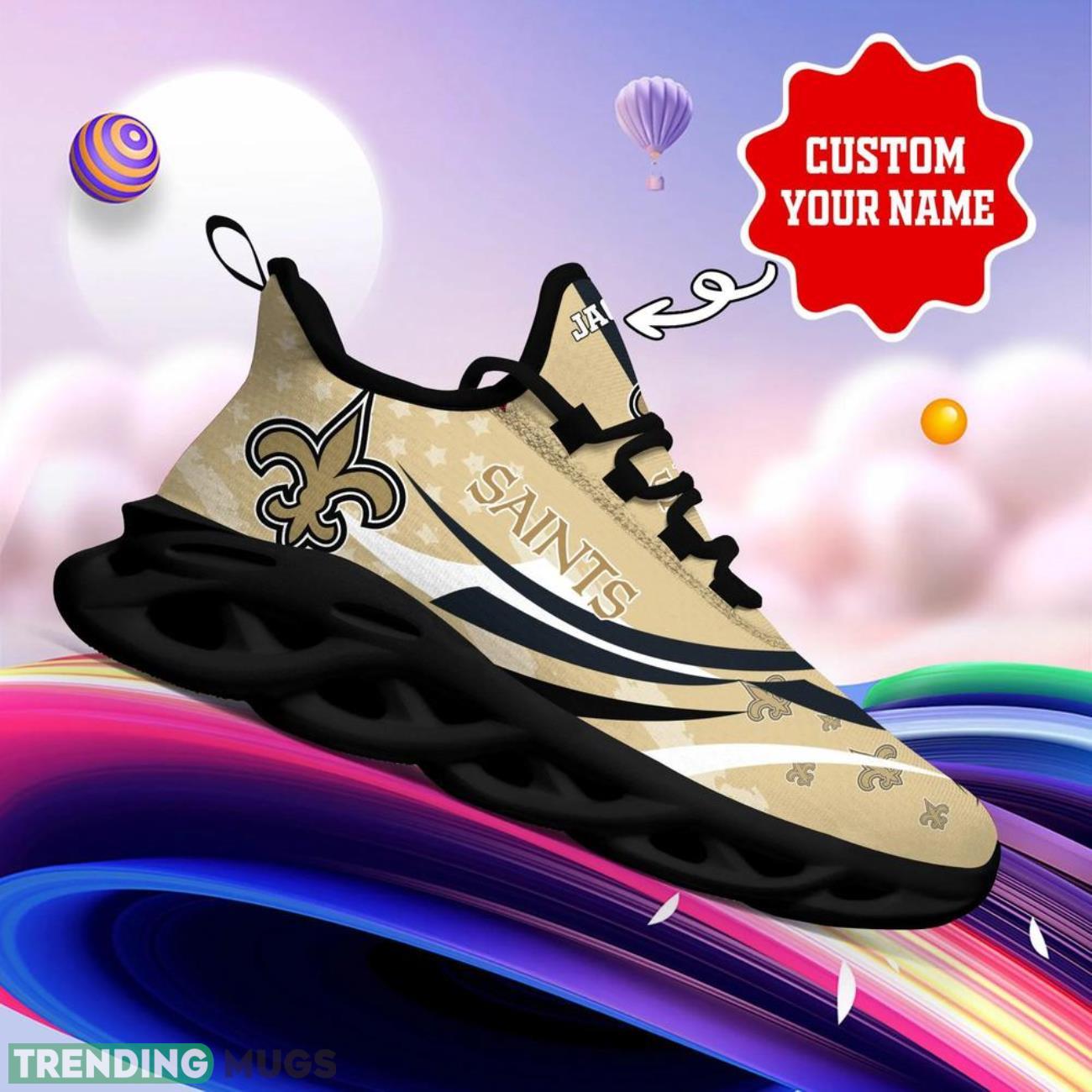 New Orleans Saints NFL Max Soul Shoes Custom Name Sneakers Hot Trending Personalized Gifts For NFL Big Fans Max Soul New Orleans Saints NFL Max Soul Shoes Custom Name Sneakers Hot Trending Personalized Gifts For NFL Big Fans Max Soul