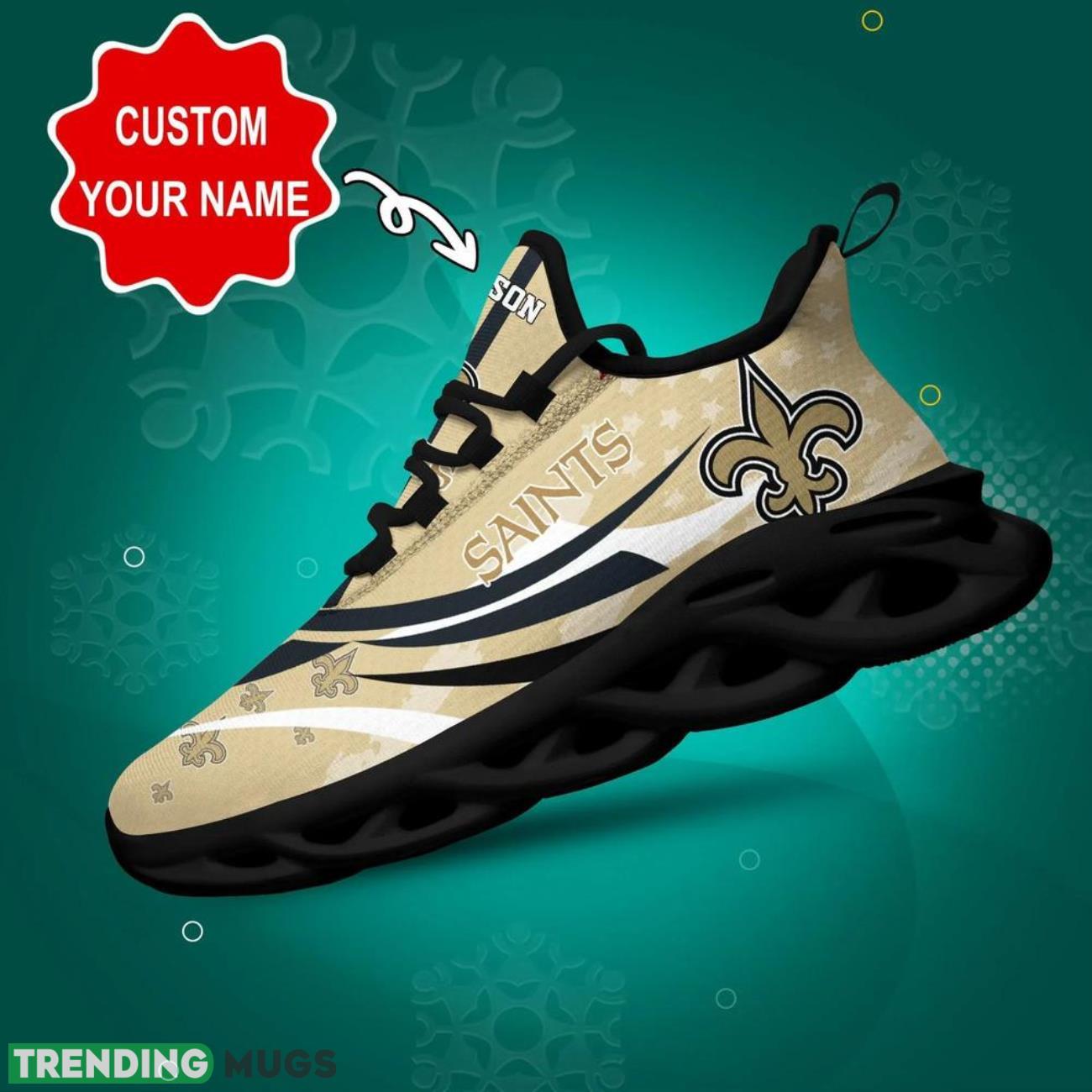 New Orleans Saints NFL Max Soul Shoes Custom Name Sneakers Hot Trending Personalized Gifts For NFL Big Fans Product Photo 1 New Orleans Saints NFL Max Soul Shoes Custom Name Sneakers Hot Trending Personalized Gifts For NFL Big Fans Product Photo 1