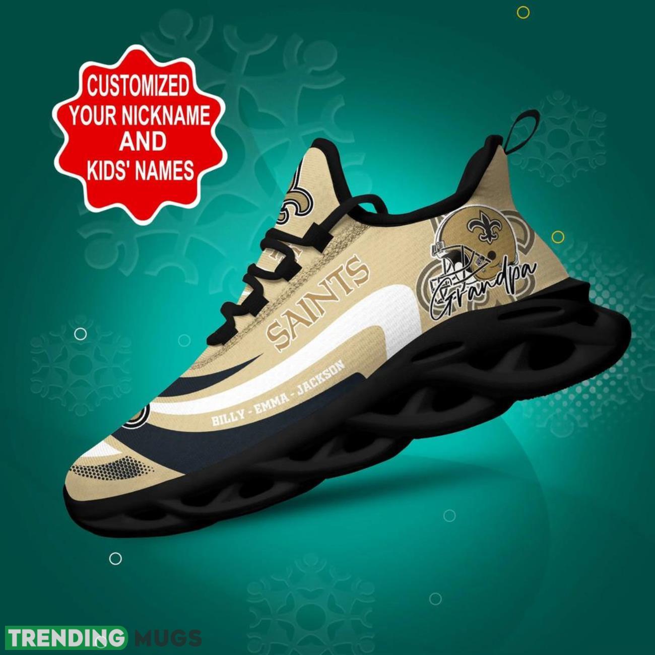 New Orleans Saints NFL Max Soul Shoes Custom Name Sneakers Hot Trending Personalized Sneakers Max Soul New Orleans Saints NFL Max Soul Shoes Custom Name Sneakers Hot Trending Personalized Sneakers Max Soul