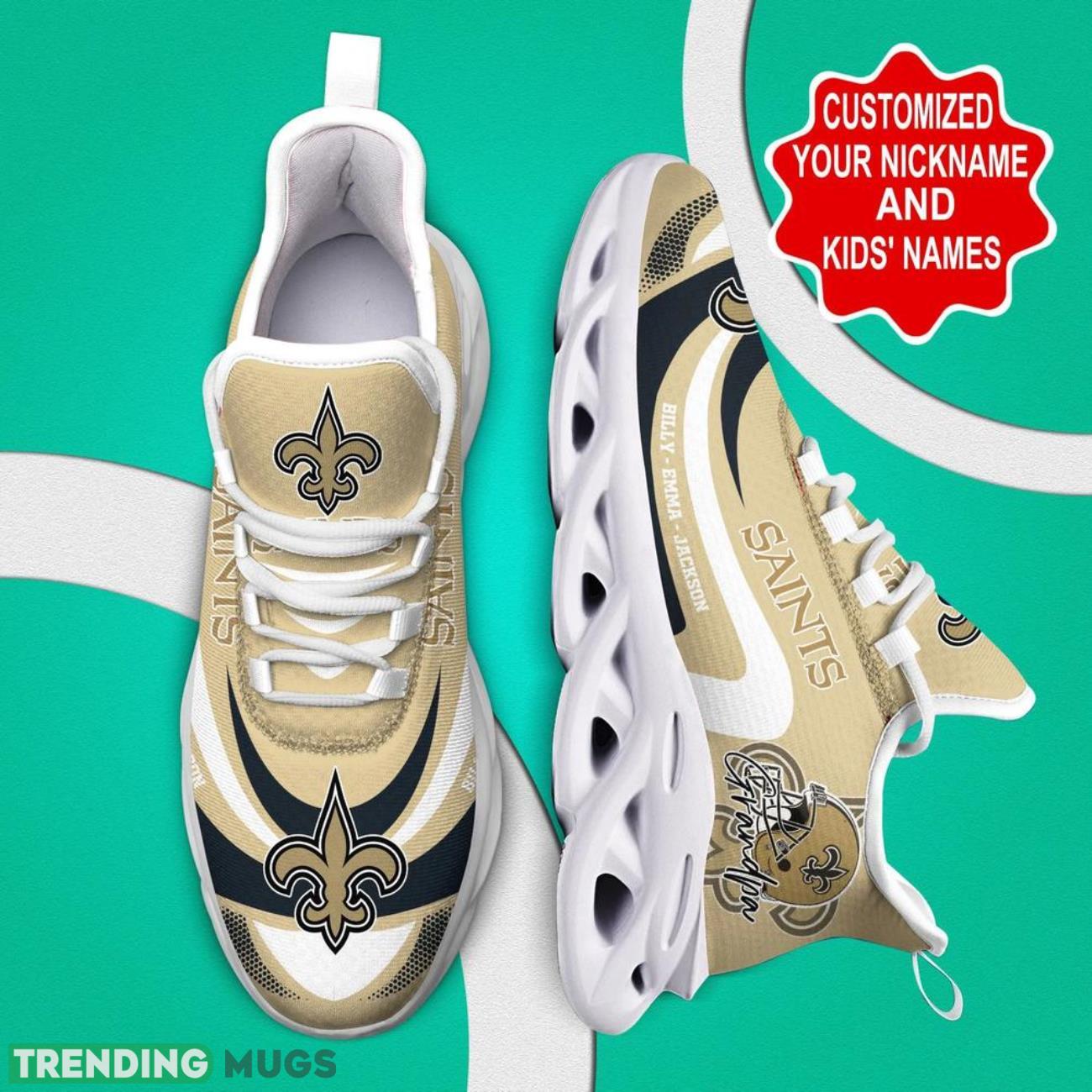 New Orleans Saints NFL Max Soul Shoes Custom Name Sneakers Hot Trending Personalized Sneakers Max Soul New Orleans Saints NFL Max Soul Shoes Custom Name Sneakers Hot Trending Personalized Sneakers Max Soul