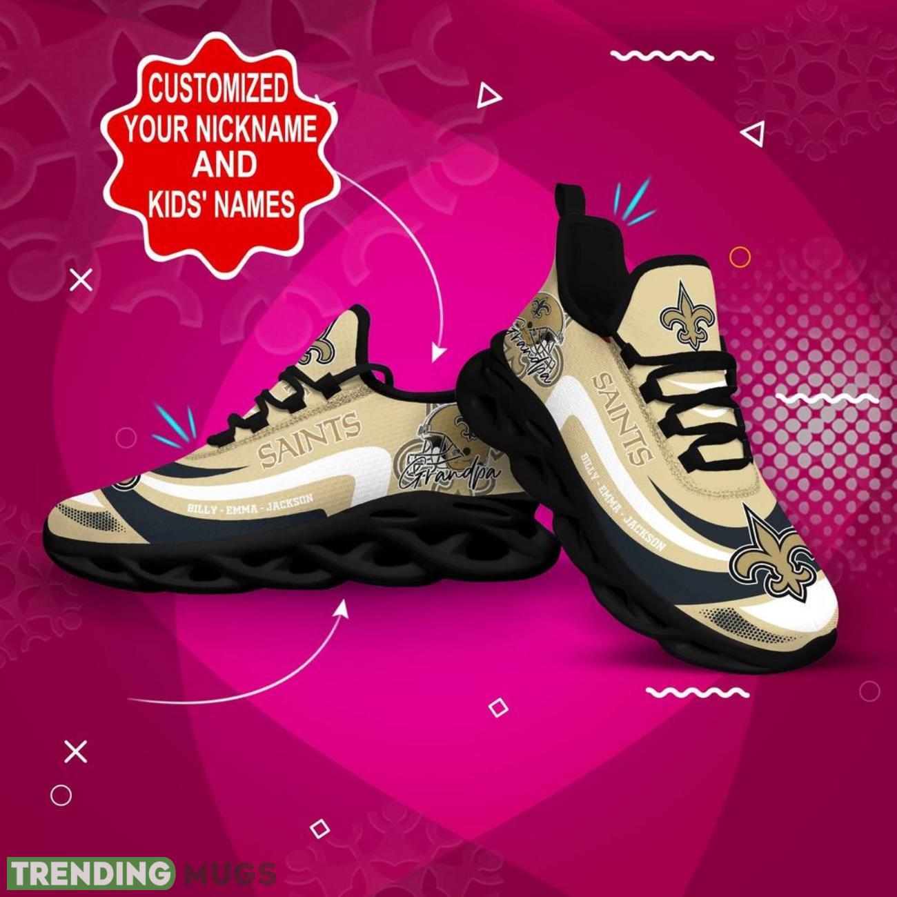 New Orleans Saints NFL Max Soul Shoes Custom Name Sneakers Hot Trending Personalized Sneakers Max Soul New Orleans Saints NFL Max Soul Shoes Custom Name Sneakers Hot Trending Personalized Sneakers Max Soul