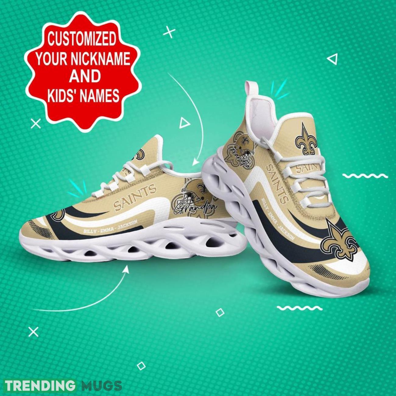 New Orleans Saints NFL Max Soul Shoes Custom Name Sneakers Hot Trending Personalized Sneakers Max Soul New Orleans Saints NFL Max Soul Shoes Custom Name Sneakers Hot Trending Personalized Sneakers Max Soul