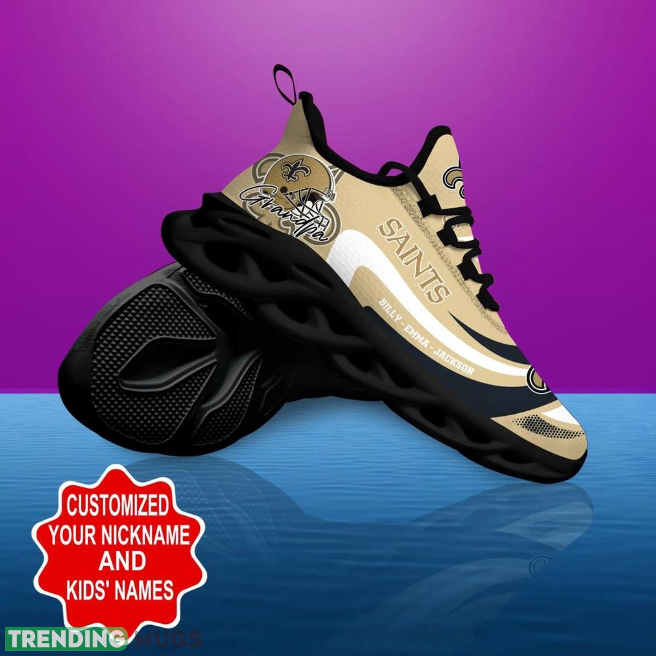 New Orleans Saints NFL Max Soul Shoes Custom Name Sneakers Hot Trending Personalized Sneakers Max Soul New Orleans Saints NFL Max Soul Shoes Custom Name Sneakers Hot Trending Personalized Sneakers Max Soul