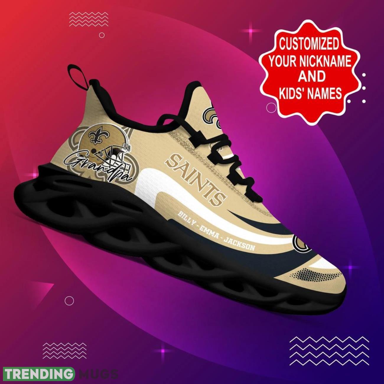 New Orleans Saints NFL Max Soul Shoes Custom Name Sneakers Hot Trending Personalized Sneakers Max Soul New Orleans Saints NFL Max Soul Shoes Custom Name Sneakers Hot Trending Personalized Sneakers Max Soul