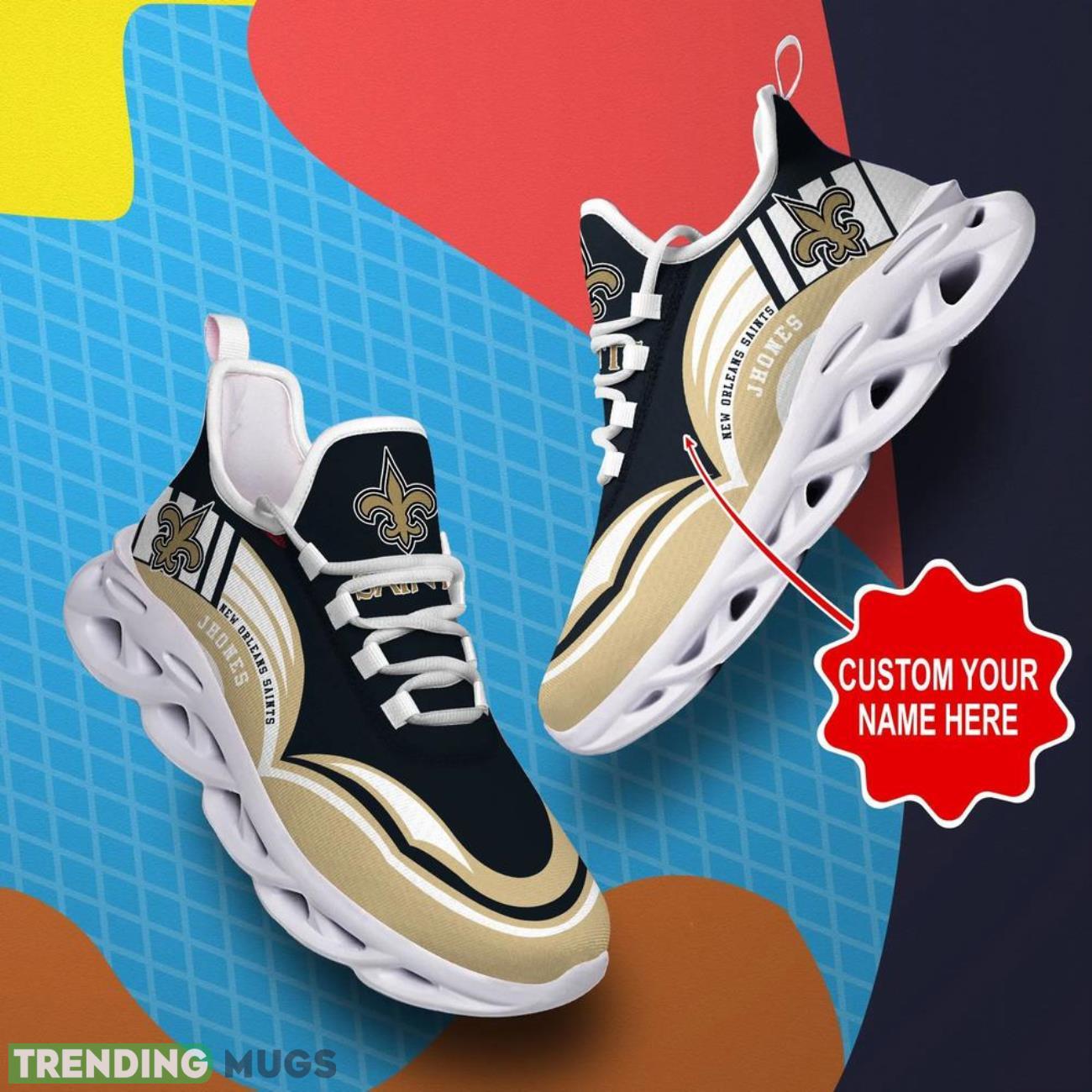 New Orleans Saints NFL Max Soul Shoes Custom Name Sneakers Hot Trending Shoes Max Soul New Orleans Saints NFL Max Soul Shoes Custom Name Sneakers Hot Trending Shoes Max Soul