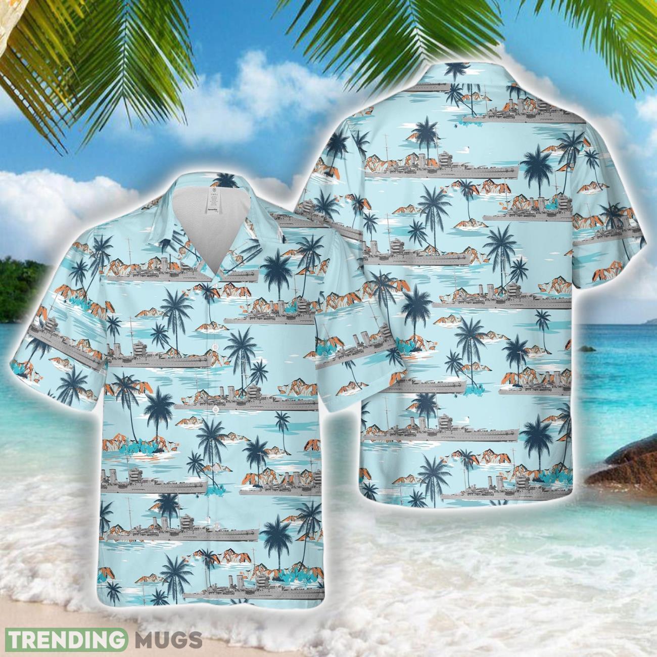 Royal Navy HMS York (90) York-class heavy cruiser 3D Hawaiian Shirt Product Photo 1