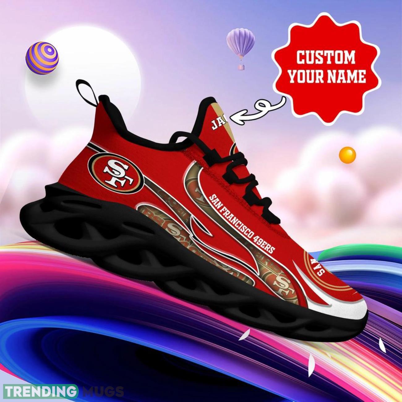 San Francisco 49Ers NFL Max Soul Shoes Sneakers Personalized Name Gifts For Football Fans Max Soul San Francisco 49Ers NFL Max Soul Shoes Sneakers Personalized Name Gifts For Football Fans Max Soul