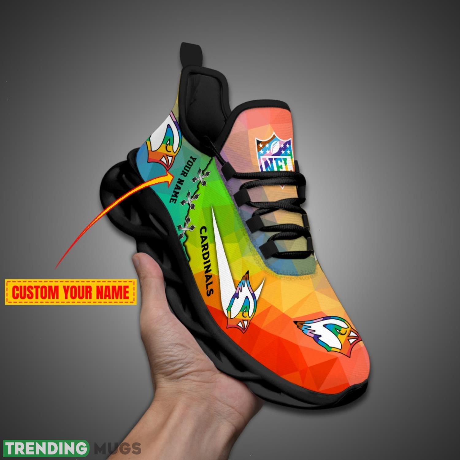 Arizona Cardinals Colorful Sneakers NFL Max Soul Shoes For Fans Custom Name Max Soul Arizona Cardinals Colorful Sneakers NFL Max Soul Shoes For Fans Custom Name Max Soul