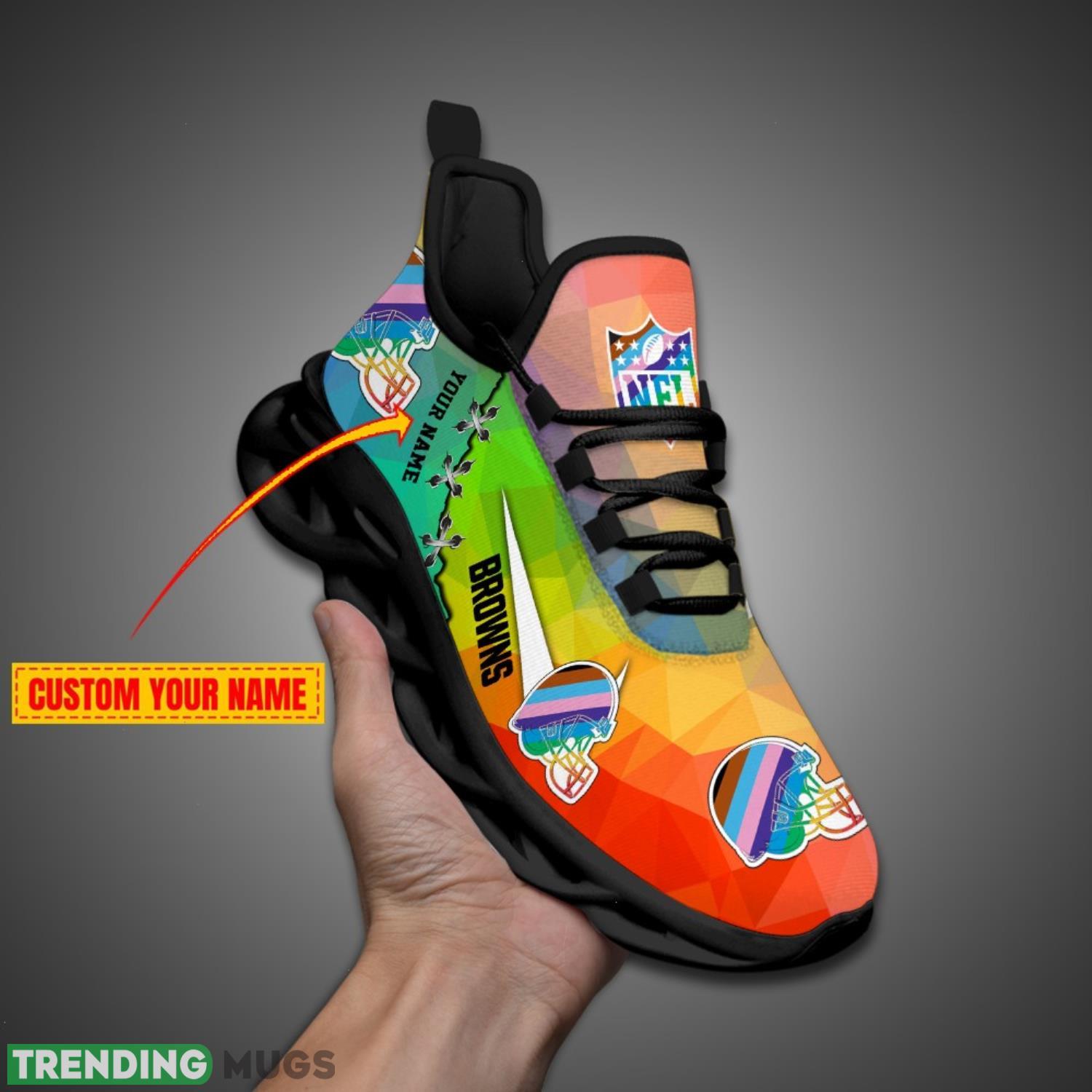 Cleveland Browns Colorful Sneakers NFL Max Soul Shoes For Fans Custom Name Max Soul Cleveland Browns Colorful Sneakers NFL Max Soul Shoes For Fans Custom Name Max Soul