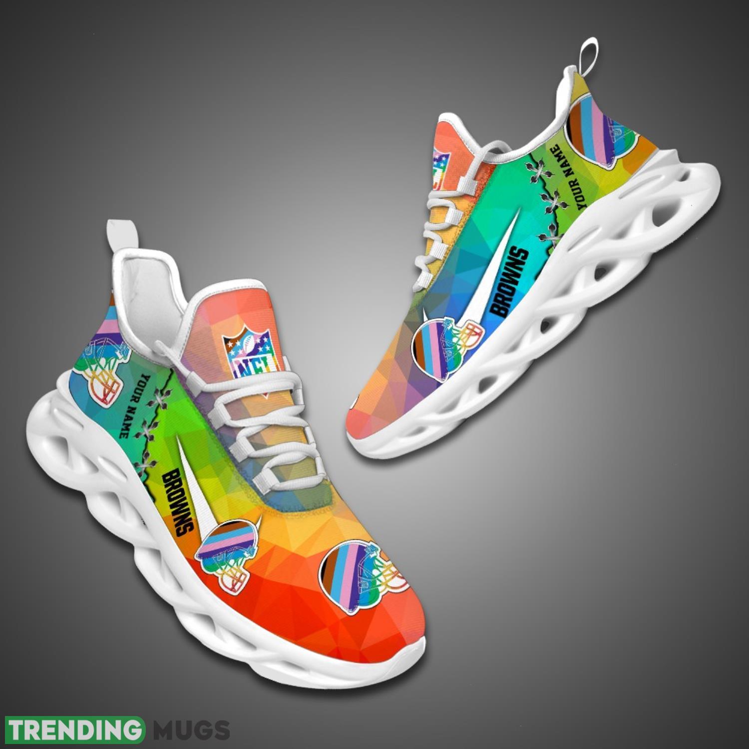 Cleveland Browns Colorful Sneakers NFL Max Soul Shoes For Fans Custom Name Max Soul Cleveland Browns Colorful Sneakers NFL Max Soul Shoes For Fans Custom Name Max Soul
