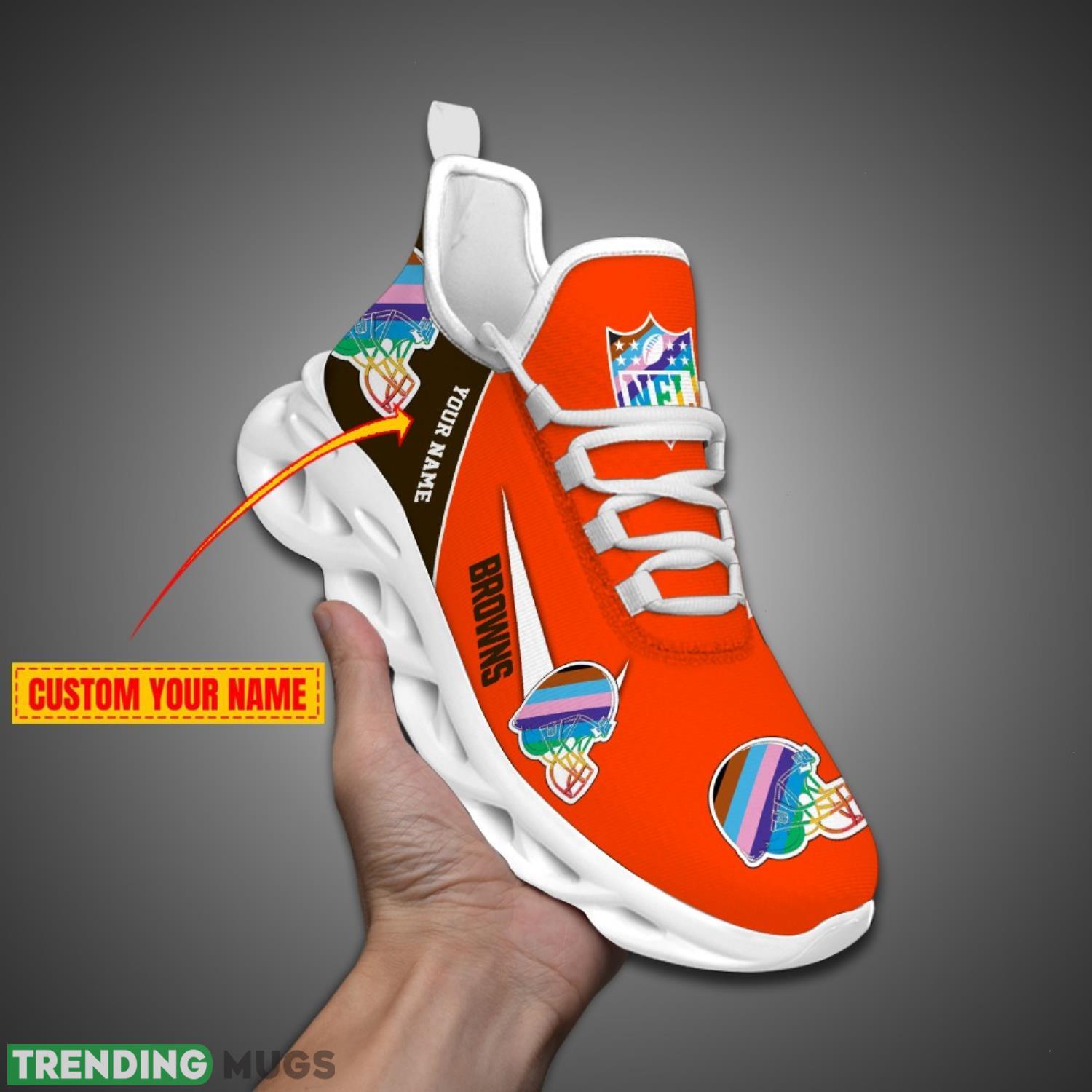 Cleveland Browns Personalized Pride Month NFL Max Soul Shoes Custom Name Product Photo 1 Cleveland Browns Personalized Pride Month NFL Max Soul Shoes Custom Name Product Photo 1