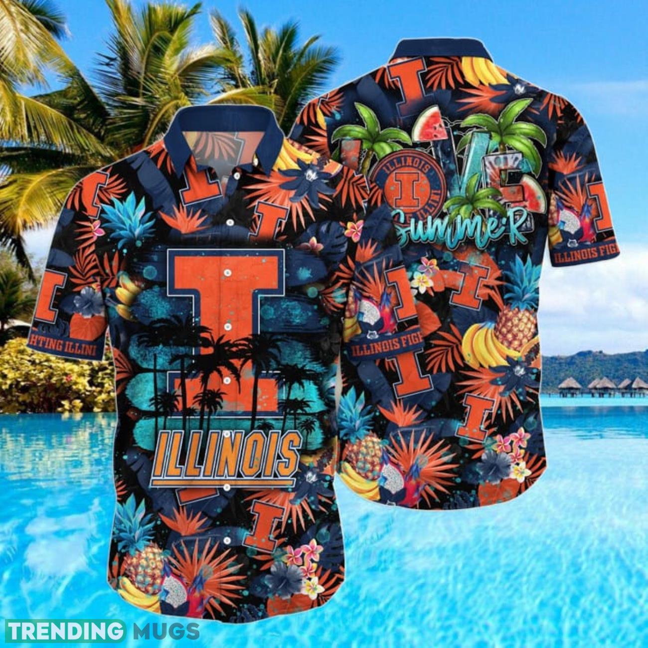 Illinois Fighting Illini NCAA3 Tropical Fruit Hawaiian Shirt Summer Gift Product Photo 1 Illinois Fighting Illini NCAA3 Tropical Fruit Hawaiian Shirt Summer Gift Product Photo 1