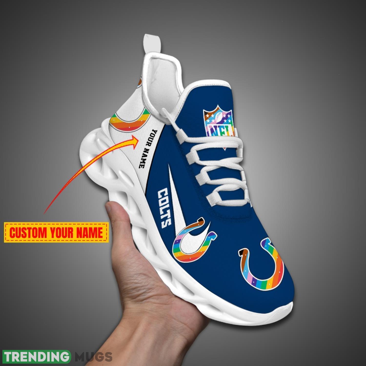 Indianapolis Colts Personalized Pride Month NFL Max Soul Shoes Custom Name Product Photo 1 Indianapolis Colts Personalized Pride Month NFL Max Soul Shoes Custom Name Product Photo 1