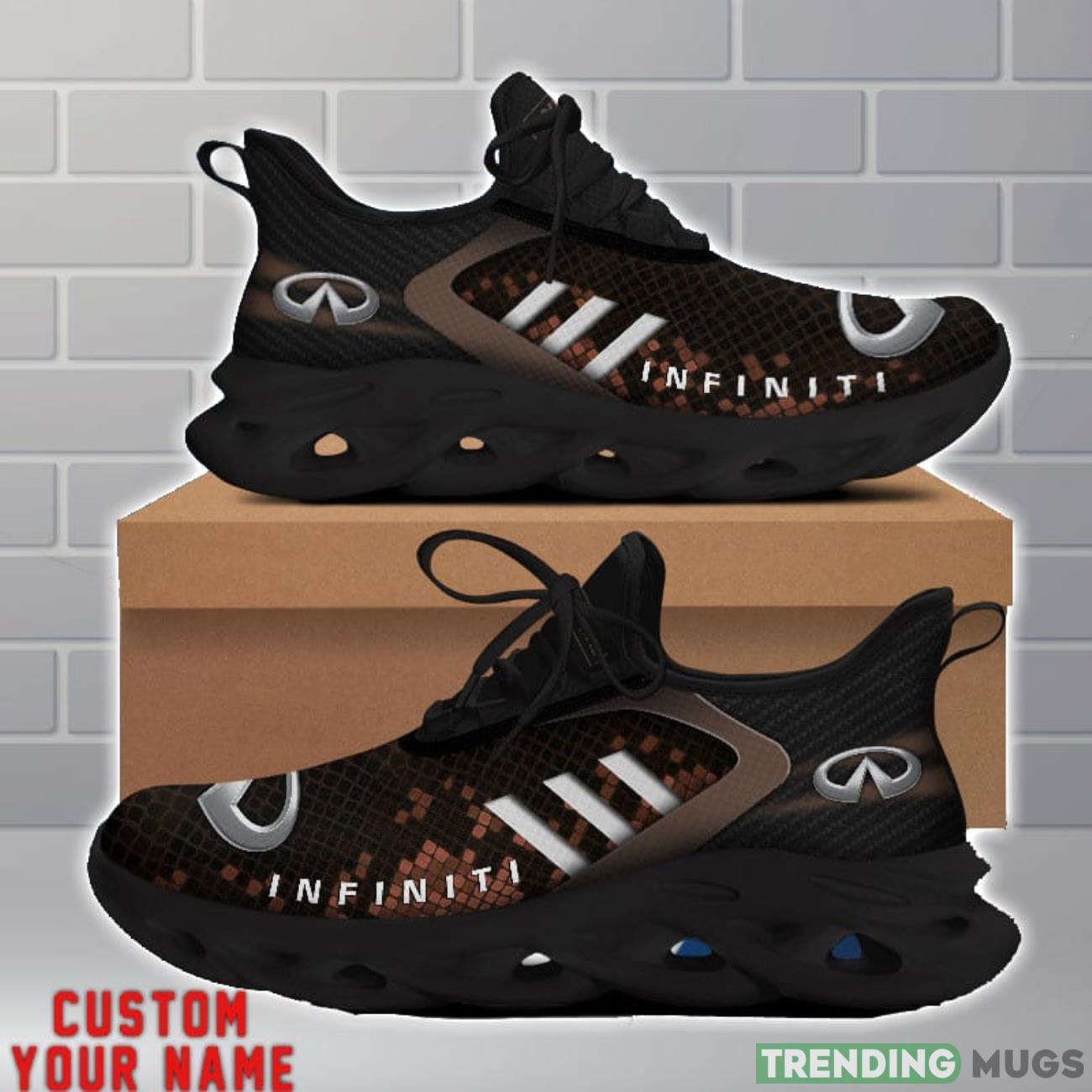Infiniti Shoes Brown Square Pattern Custom Name Max Soul Sneakers For Men Women Max Soul Infiniti Shoes Brown Square Pattern Custom Name Max Soul Sneakers For Men Women Max Soul