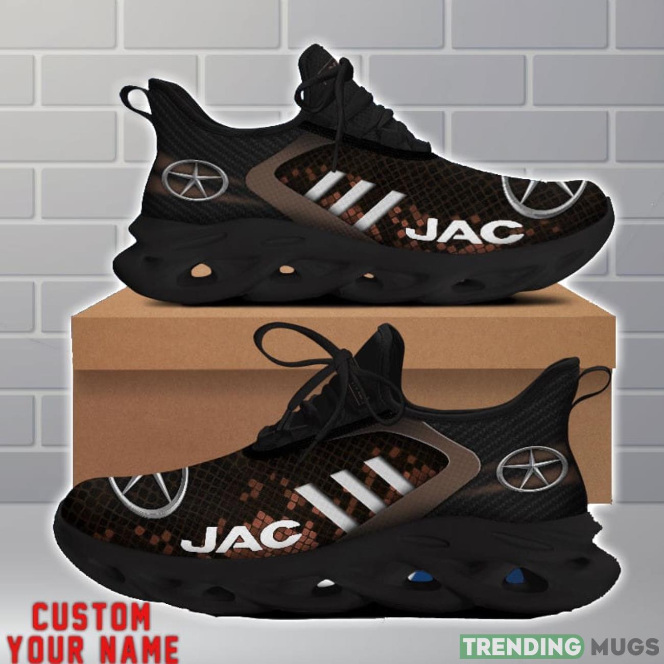 JAC Shoes Brown Square Pattern Custom Name Max Soul Sneakers For Men Women Max Soul JAC Shoes Brown Square Pattern Custom Name Max Soul Sneakers For Men Women Max Soul